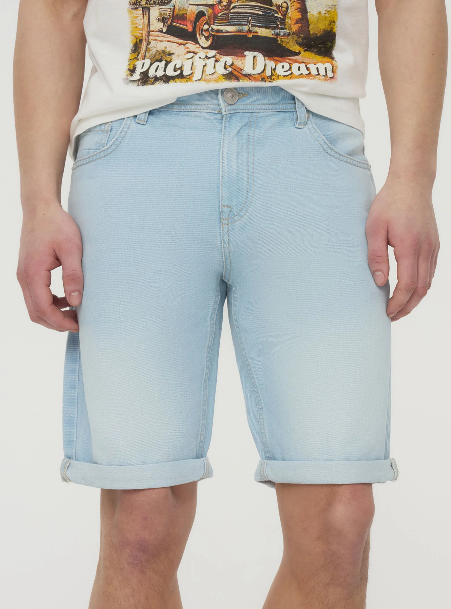 Bermuda in denim chiaro cinque tasche - Image 3