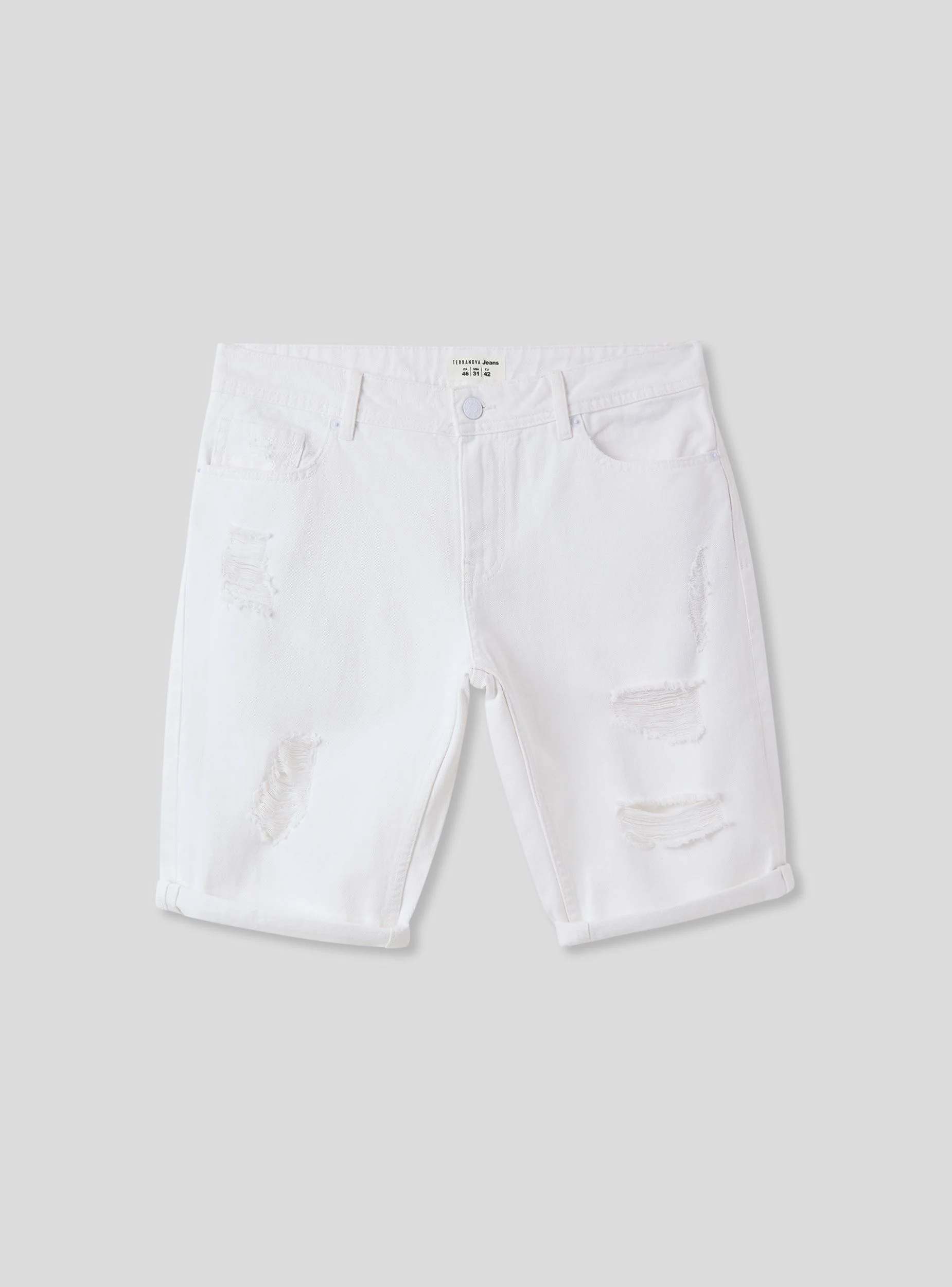 Bermuda in denim con strappi - Image 4
