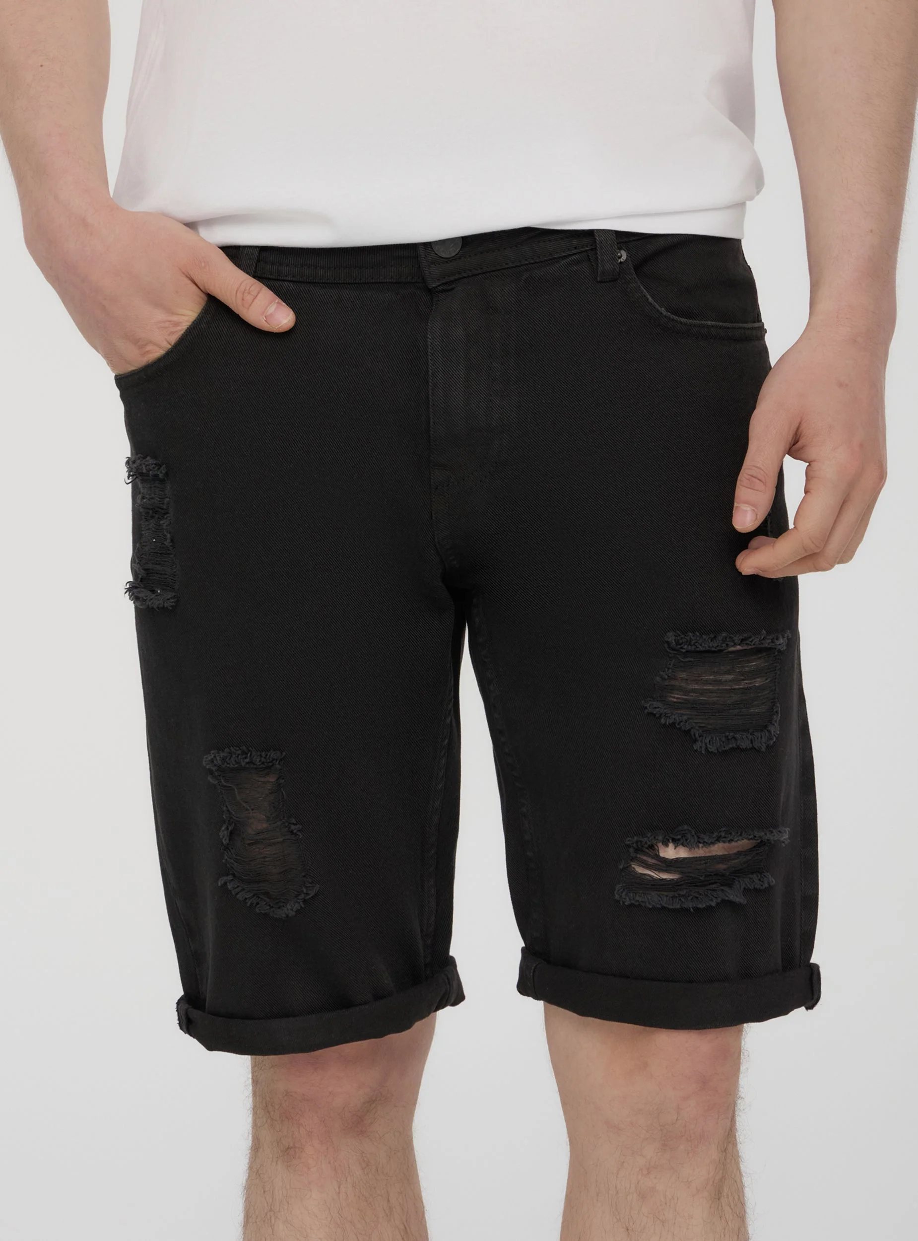 Bermuda in denim con strappi - Image 3
