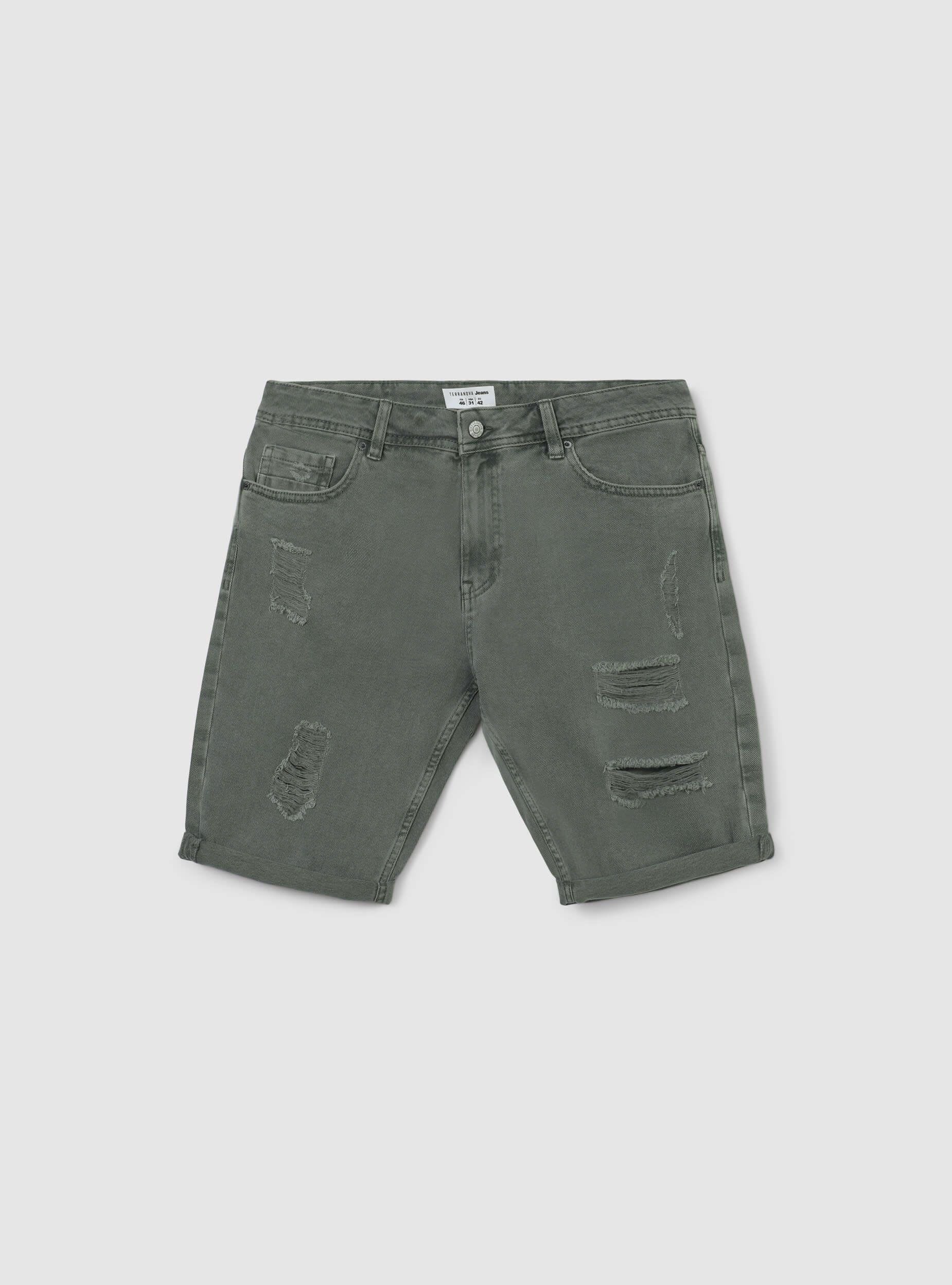 Bermuda in denim con strappi - Image 4