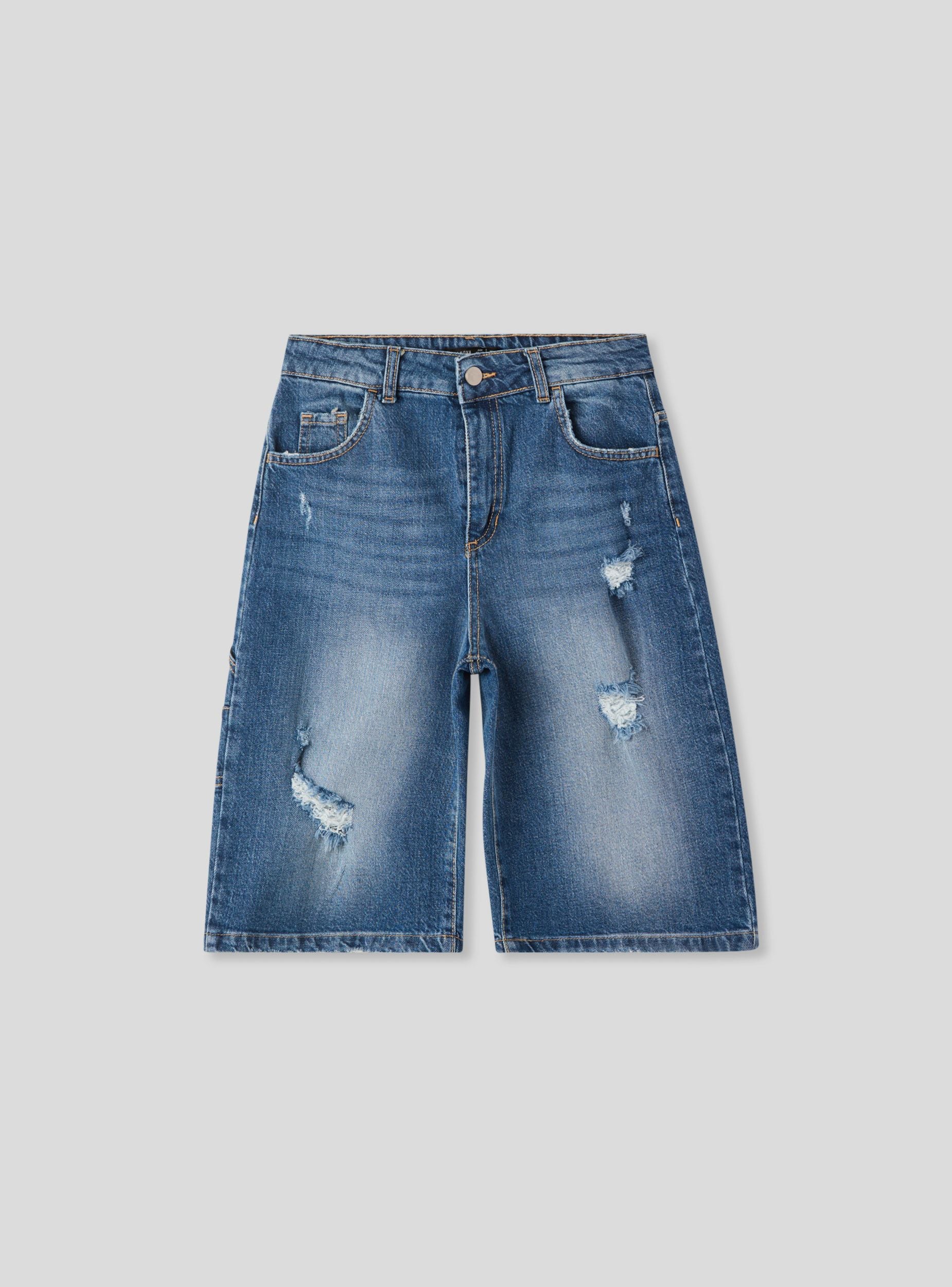 Bermuda jeans carpenter con strappi - Image 2