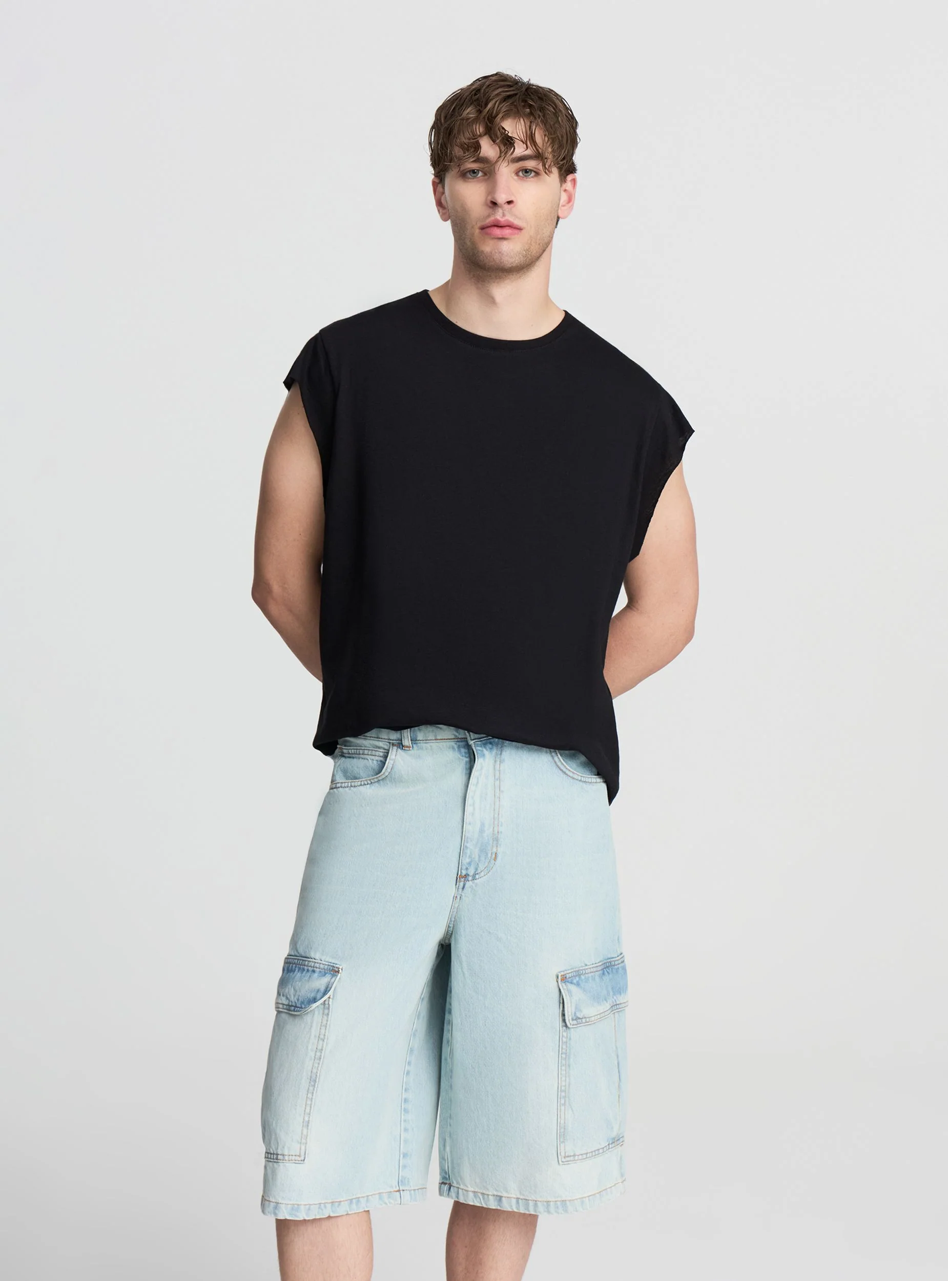 Bermuda jeans super baggy cargo - Image 3