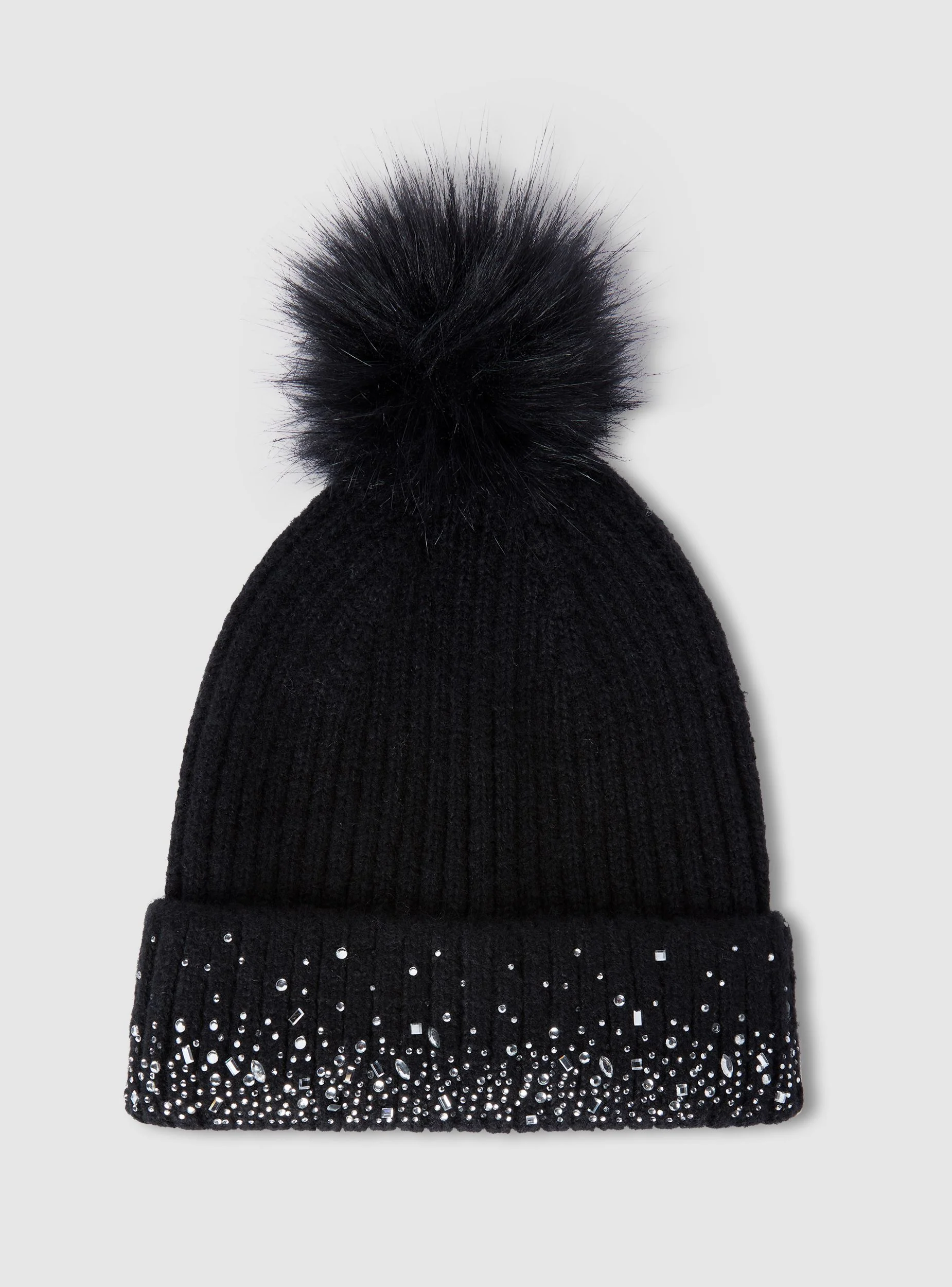 Berretto a coste con pon pon e strass - Image 2