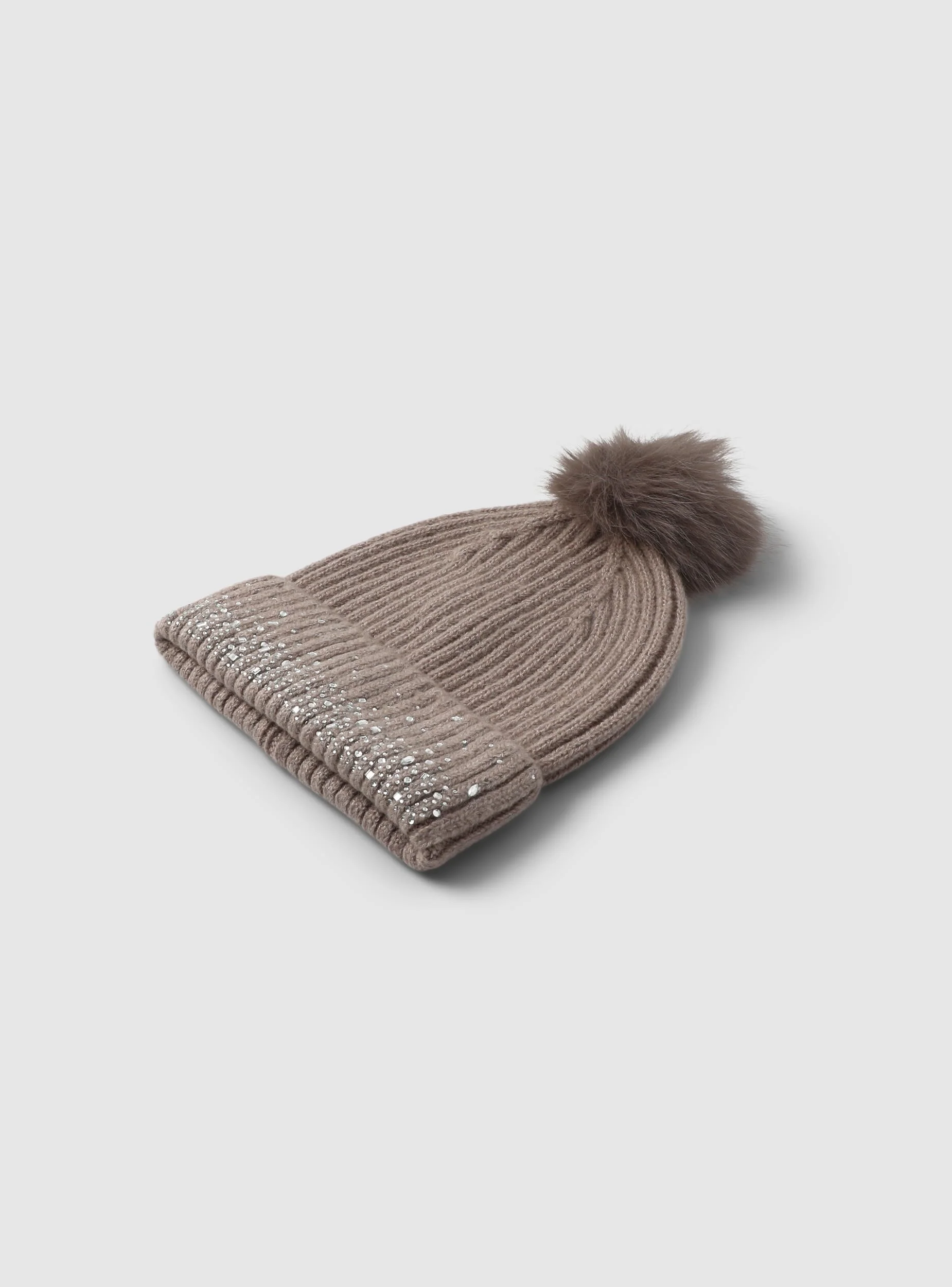 Berretto a coste con pon pon e strass - Image 4