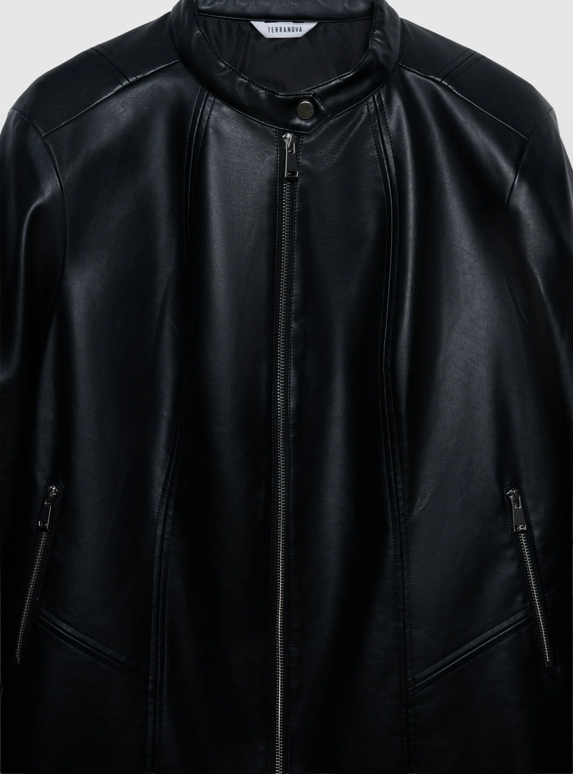 Biker similpelle collo alla coreana - Image 5