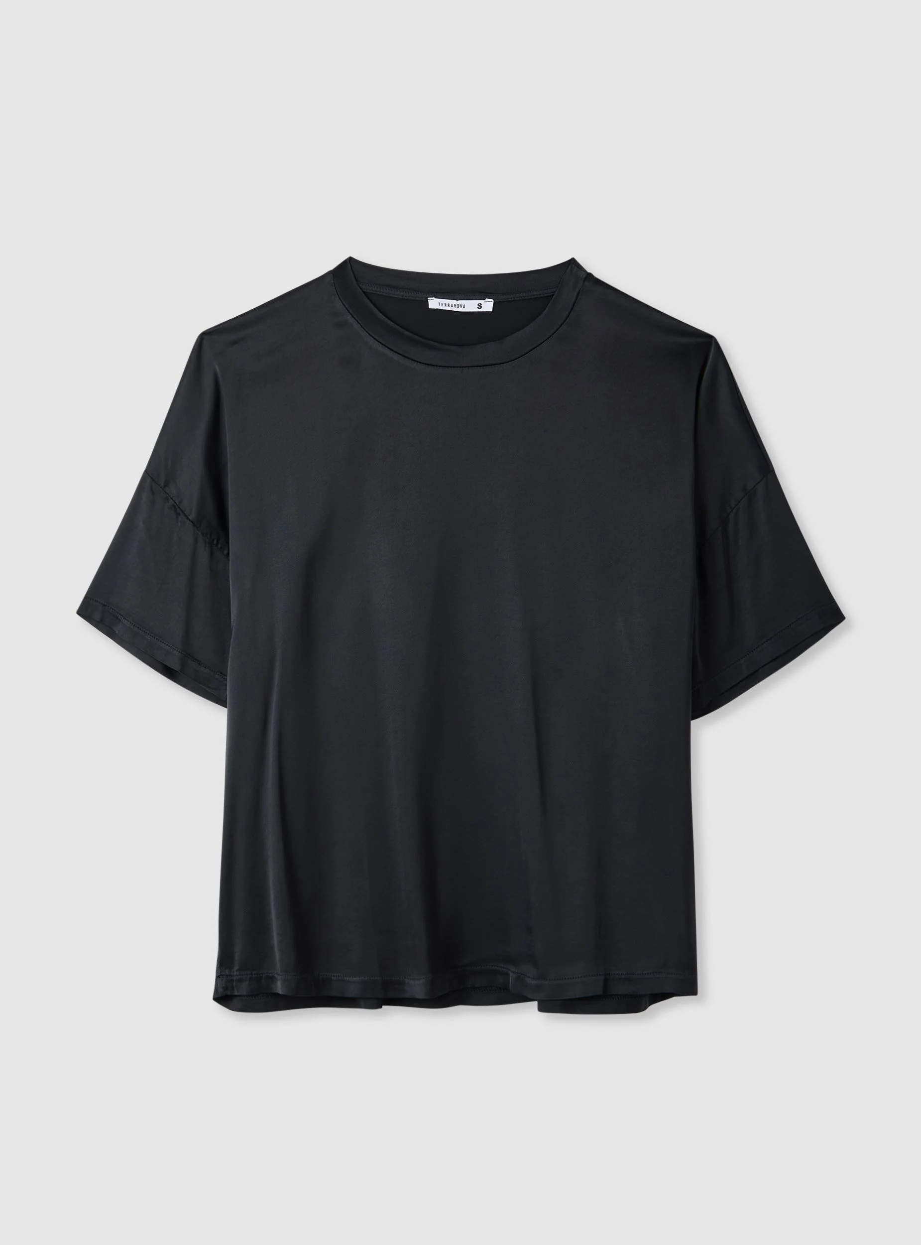 Blusa ampia a maniche corte tinta unita satin - Image 5