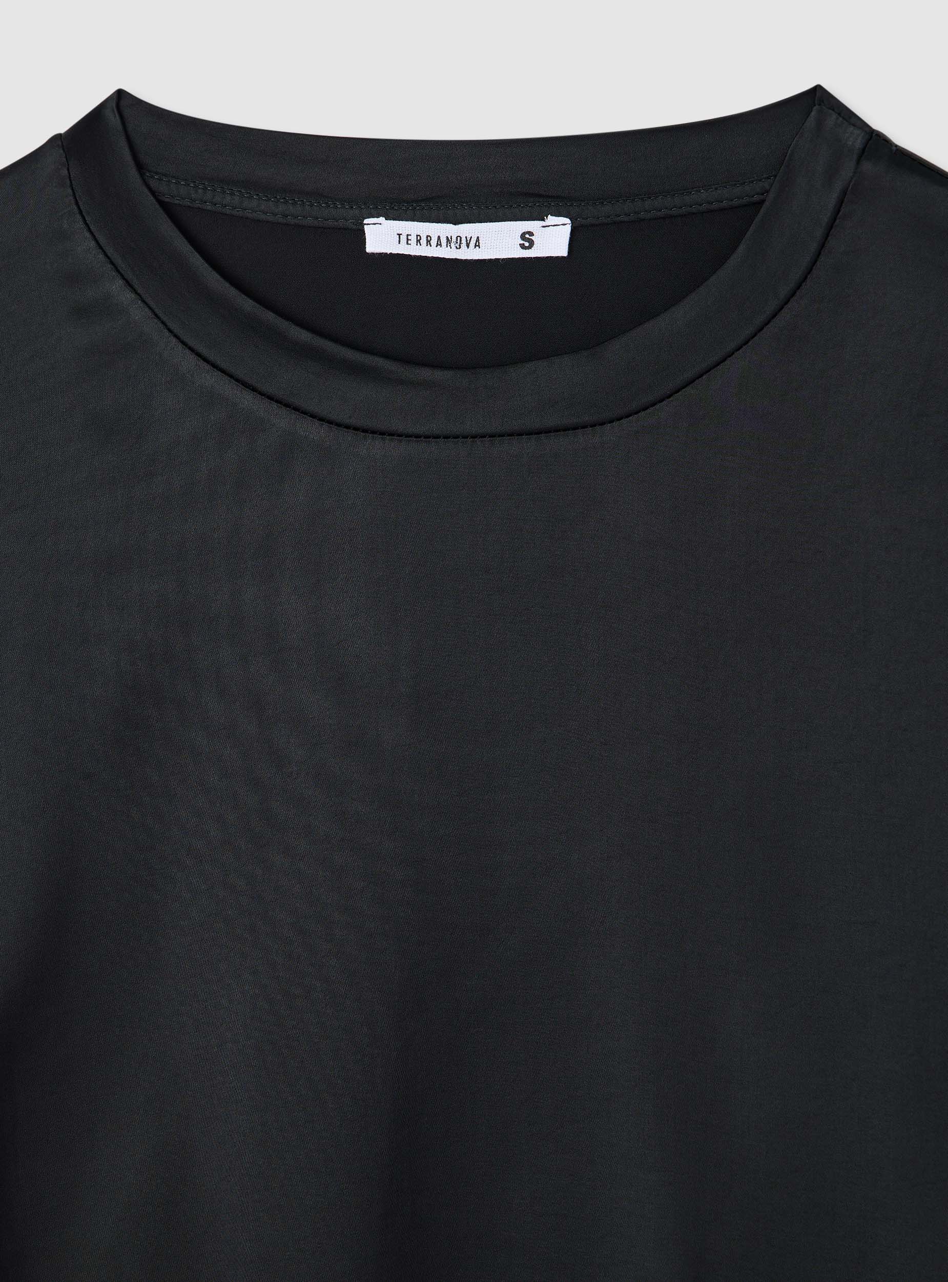 Blusa ampia a maniche corte tinta unita satin - Image 6