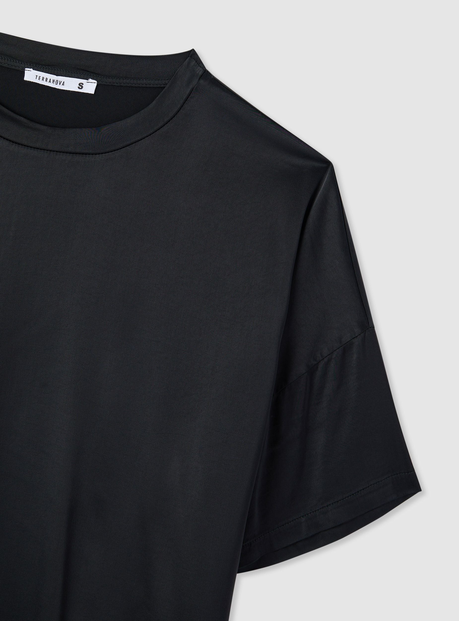 Blusa ampia a maniche corte tinta unita satin - Image 7