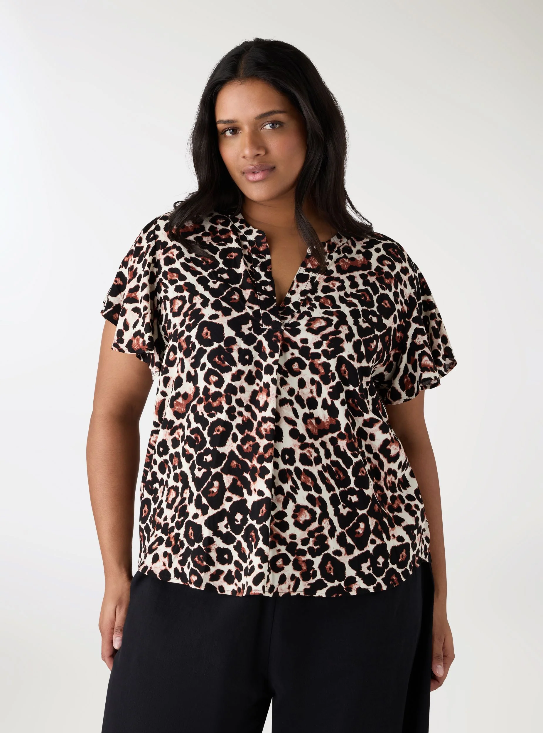 Blusa con scollo a V animalier - Image 2