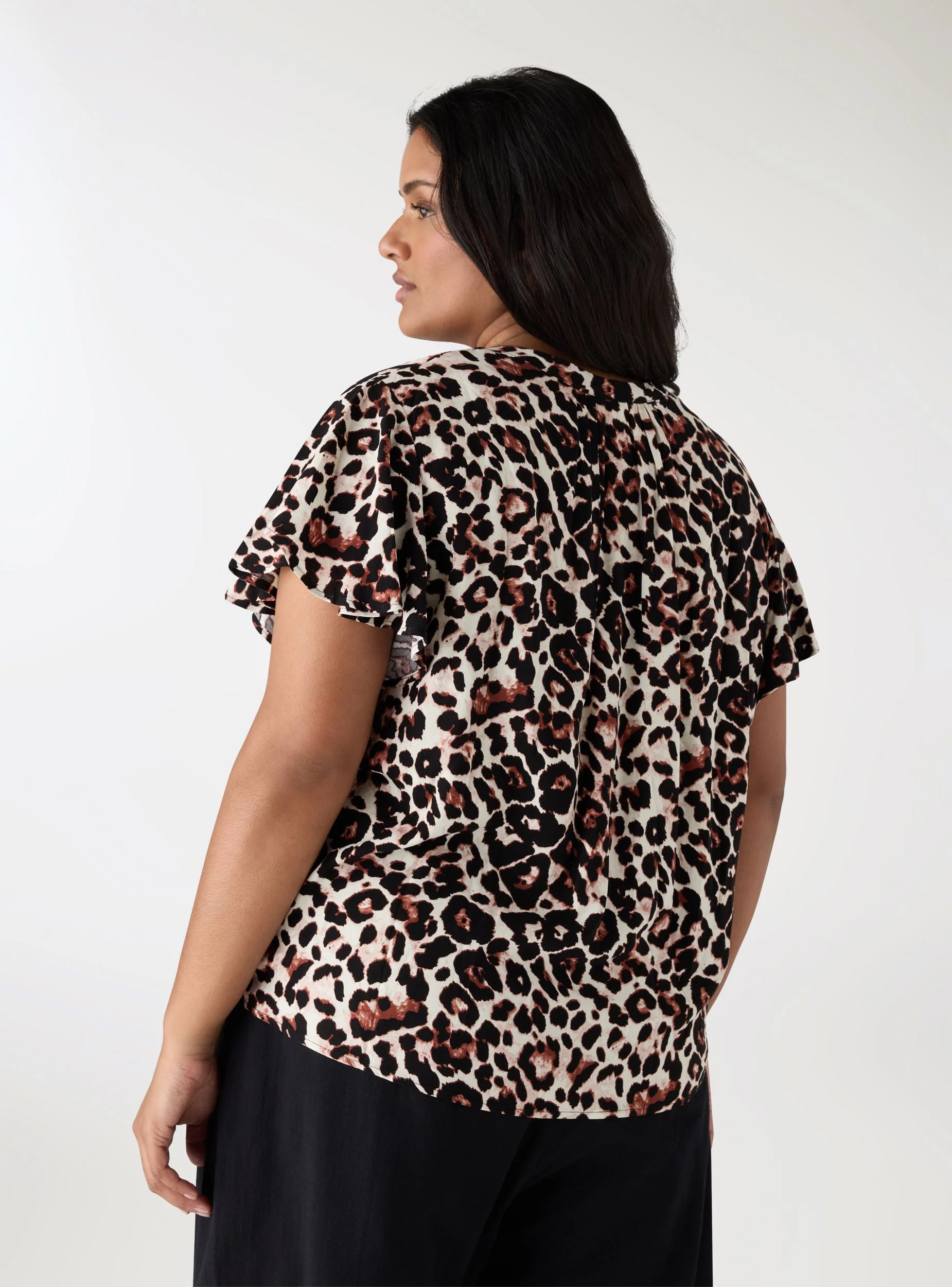Blusa con scollo a V animalier - Image 3