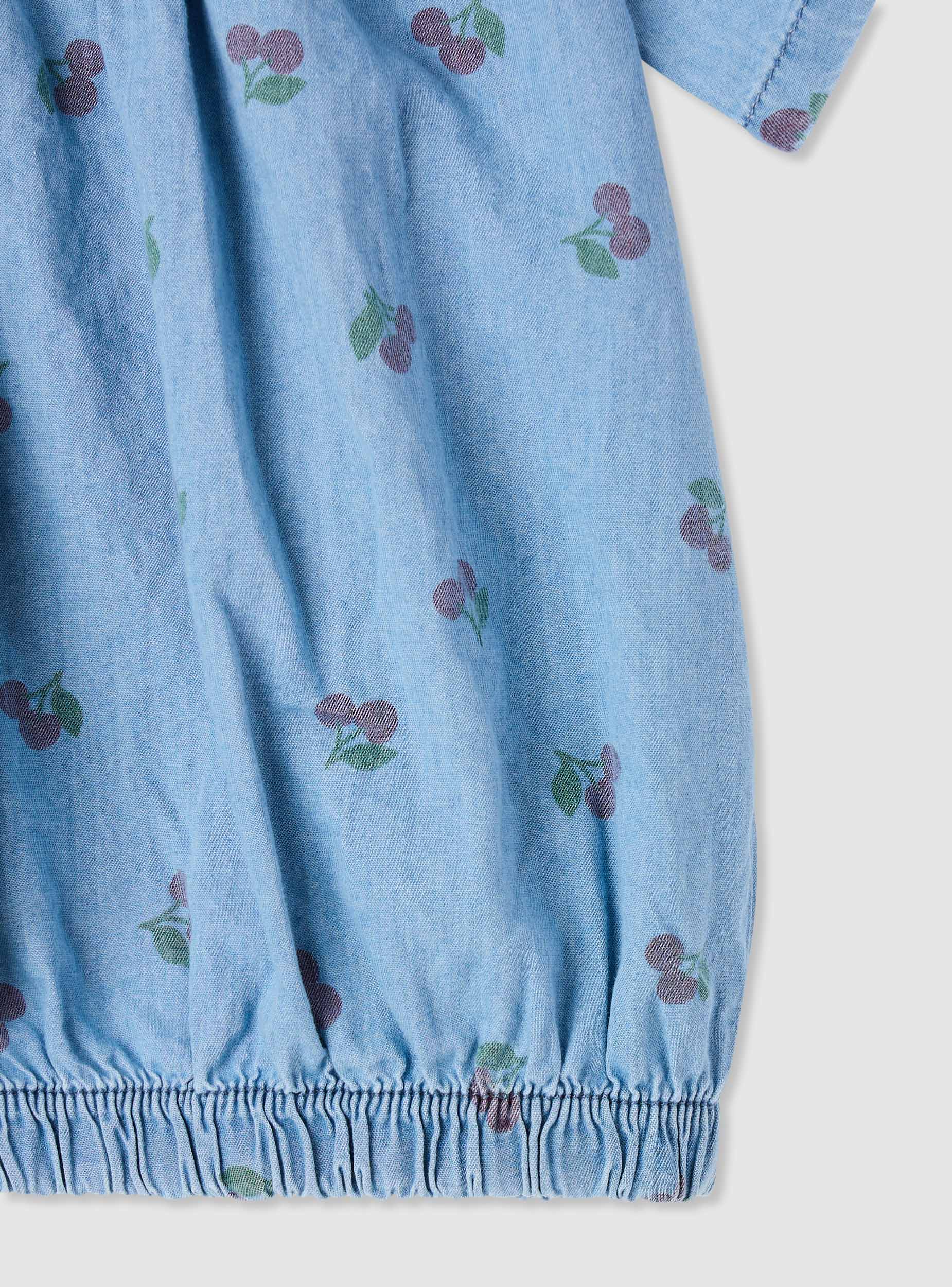 Blusa con stampa ciliegie e scollo elasticizzato - Image 3