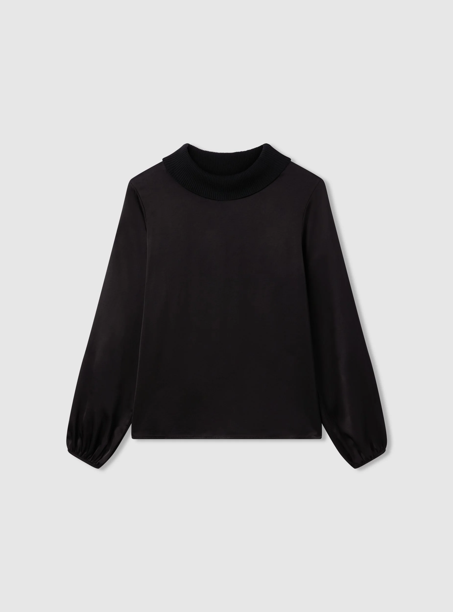 Blusa effetto raso con collo in maglia - Image 5