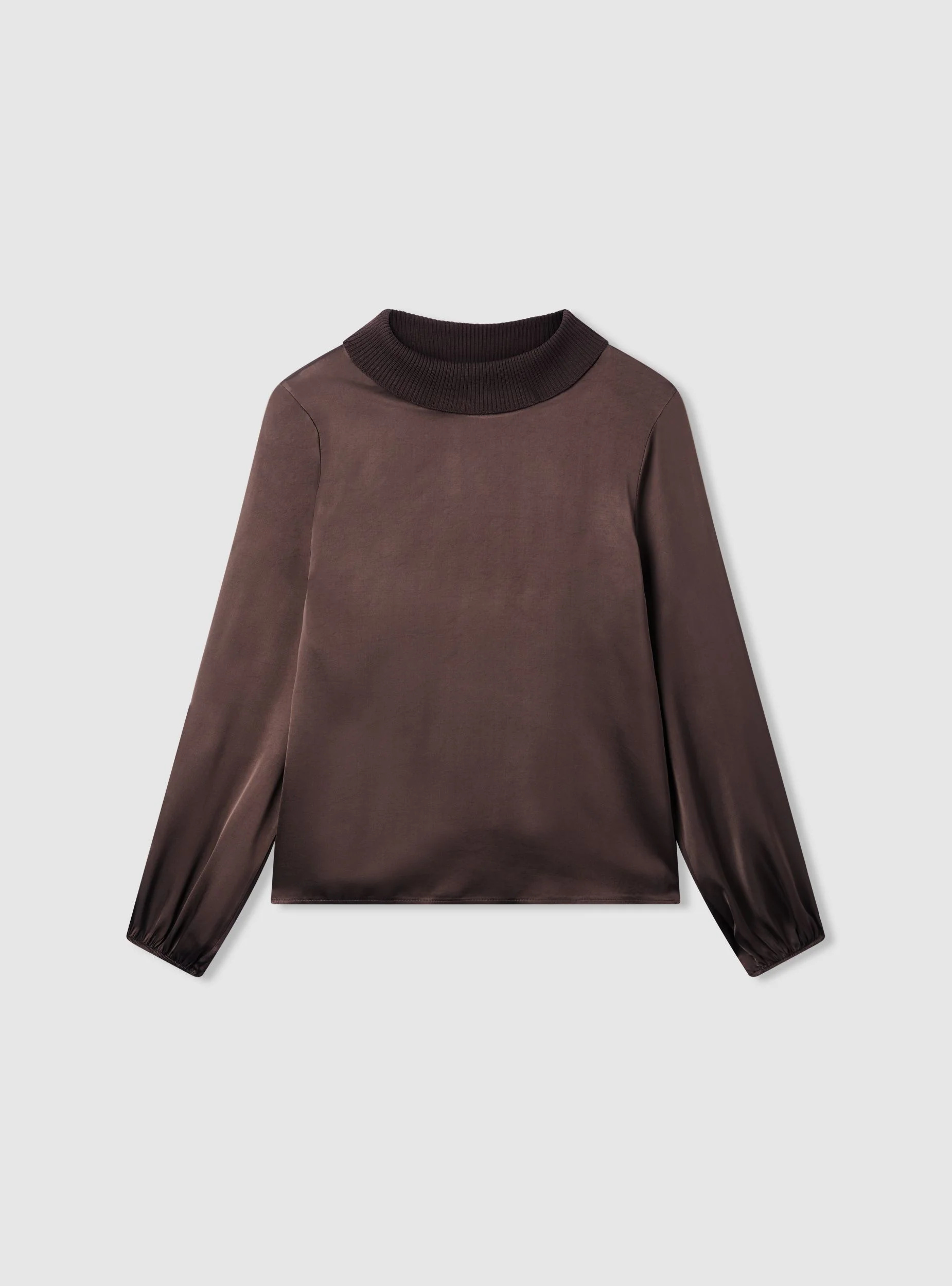 Blusa effetto raso con collo in maglia - Image 5