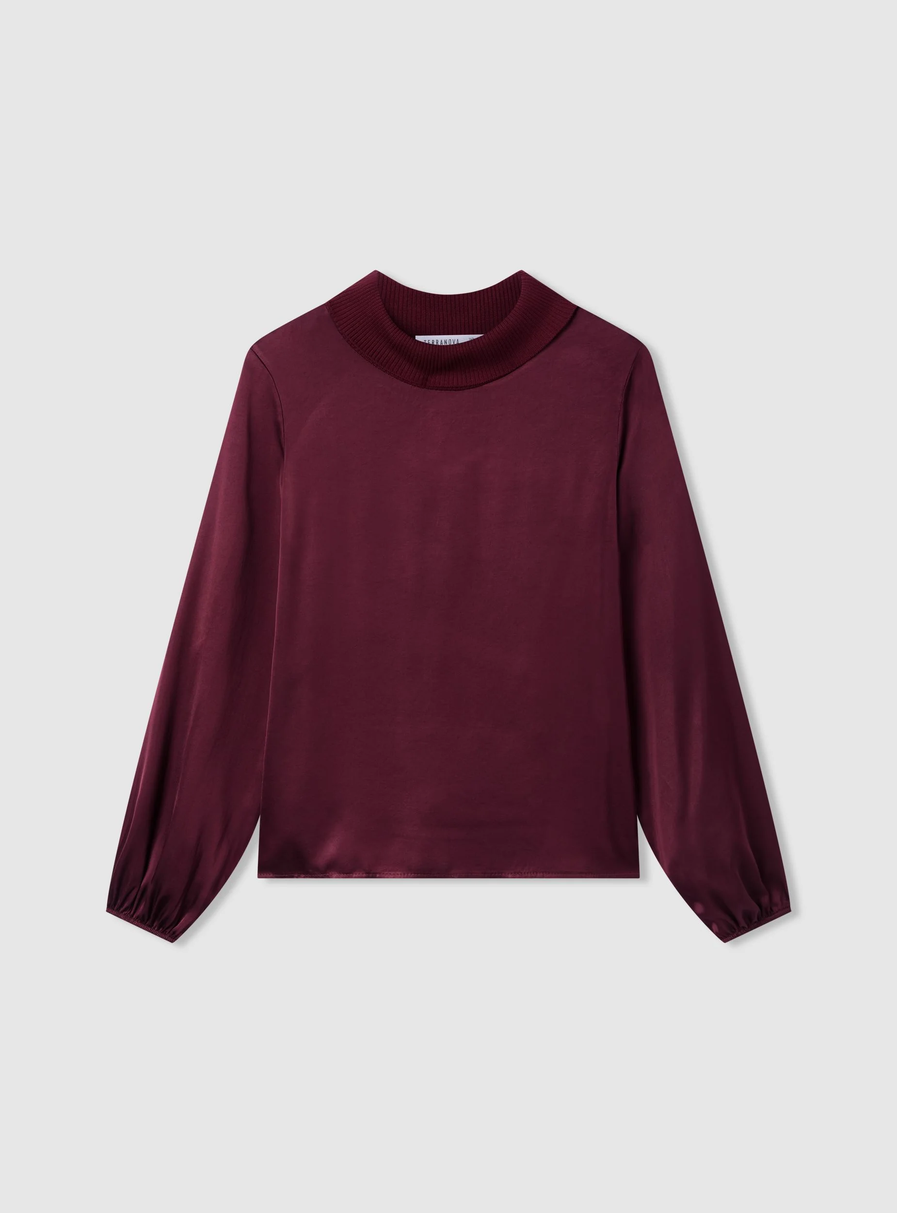 Blusa effetto raso con collo in maglia - Image 6