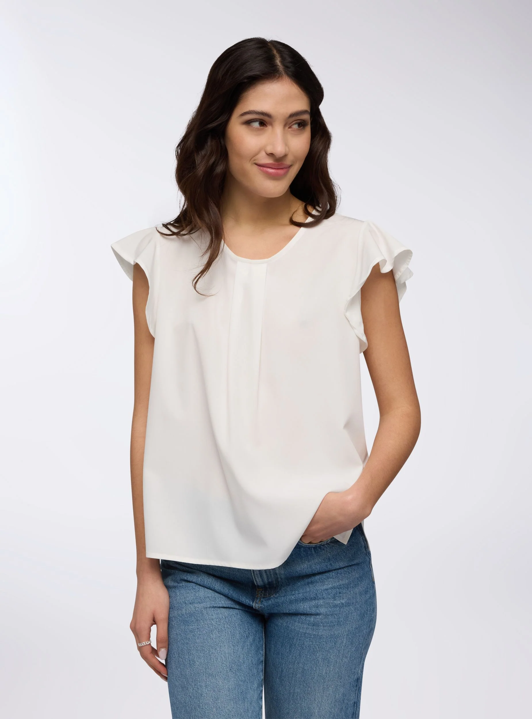 Blusa tinta unita a maniche corte - Image 2