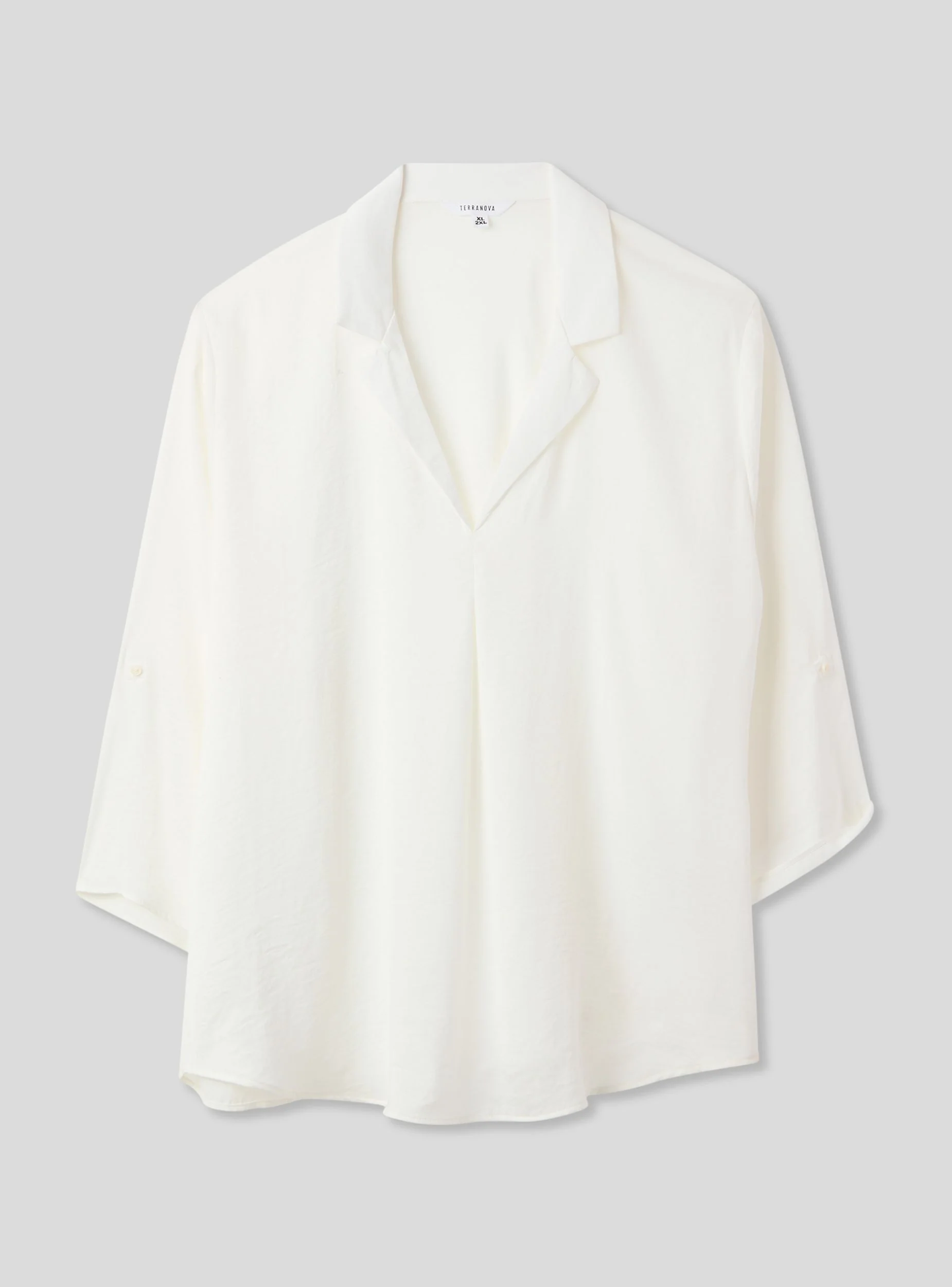 Blusa tinta unita con scollo a v - Image 5