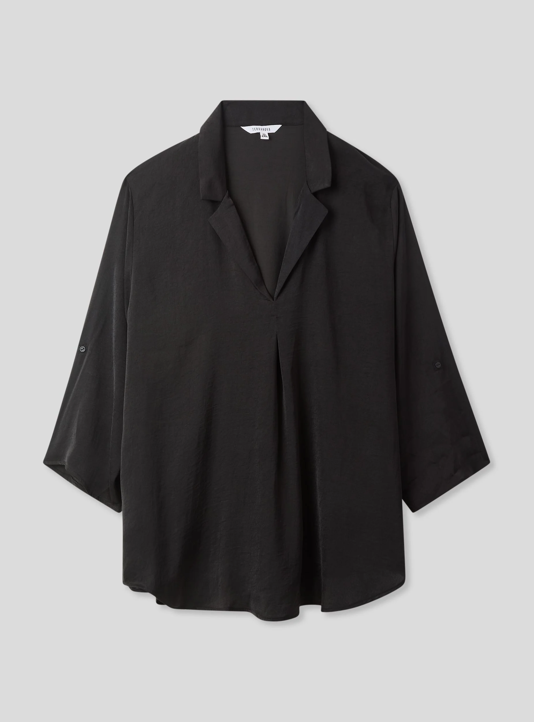 Blusa tinta unita con scollo a v - Image 4