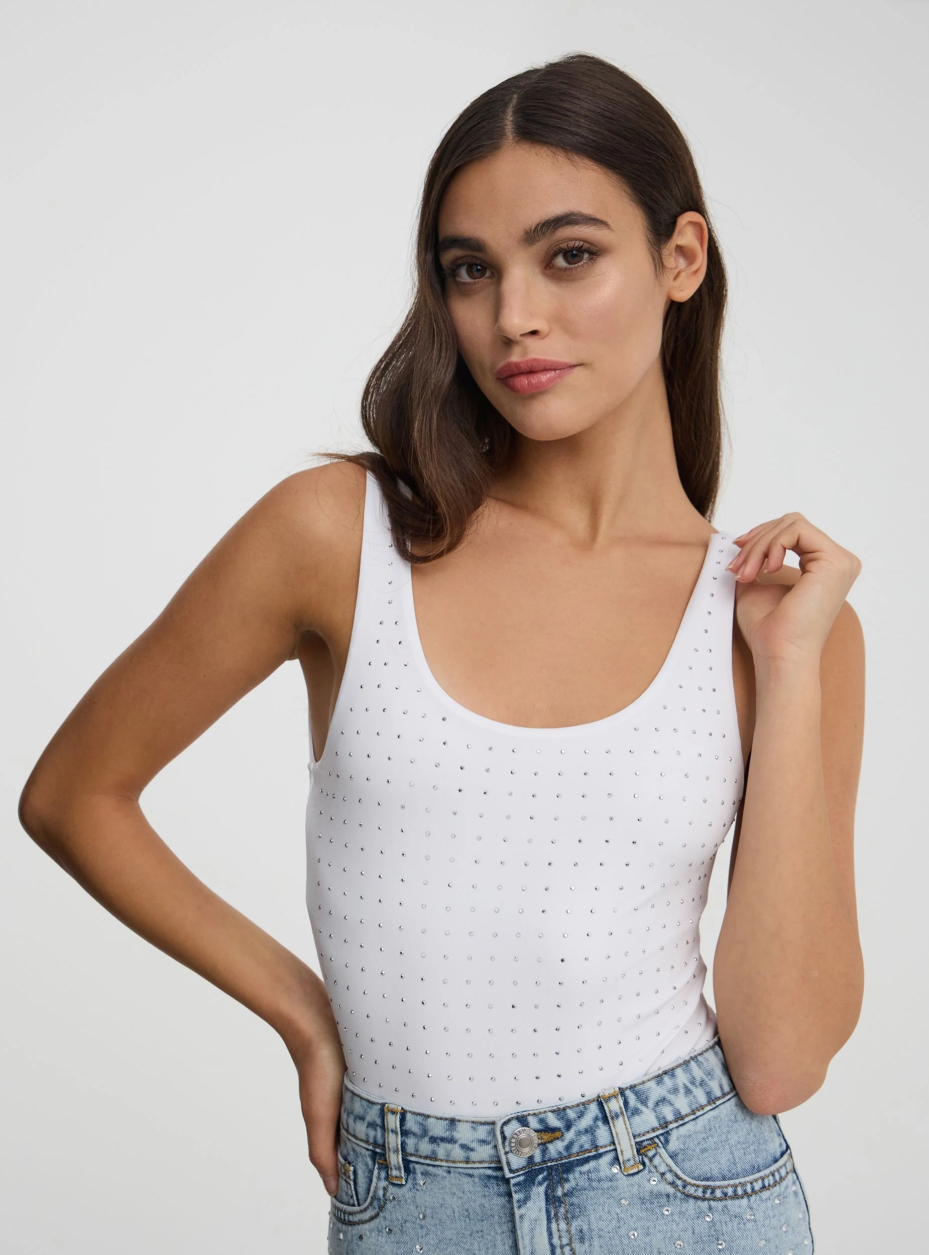 Body a canotta con strass