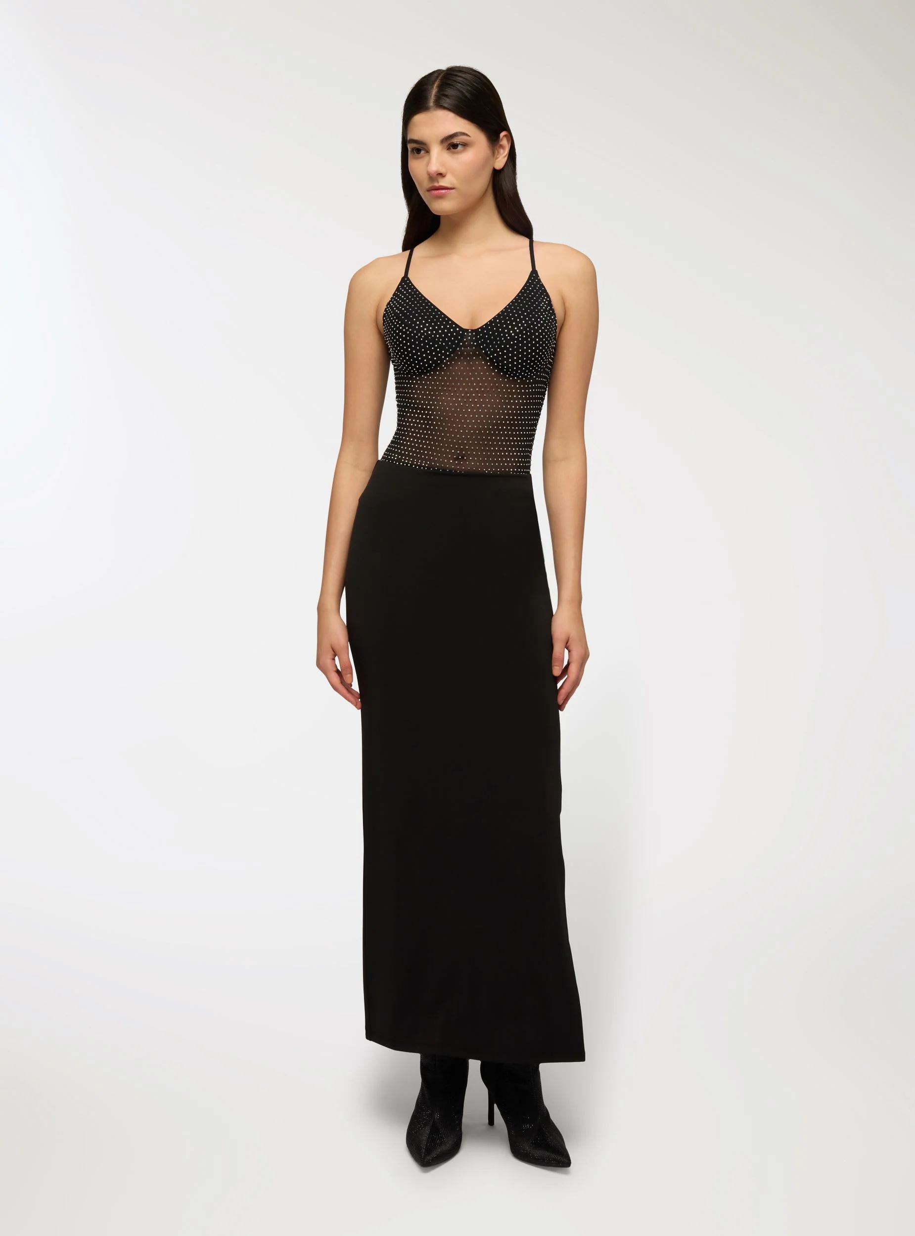 Body con coppe e strass
