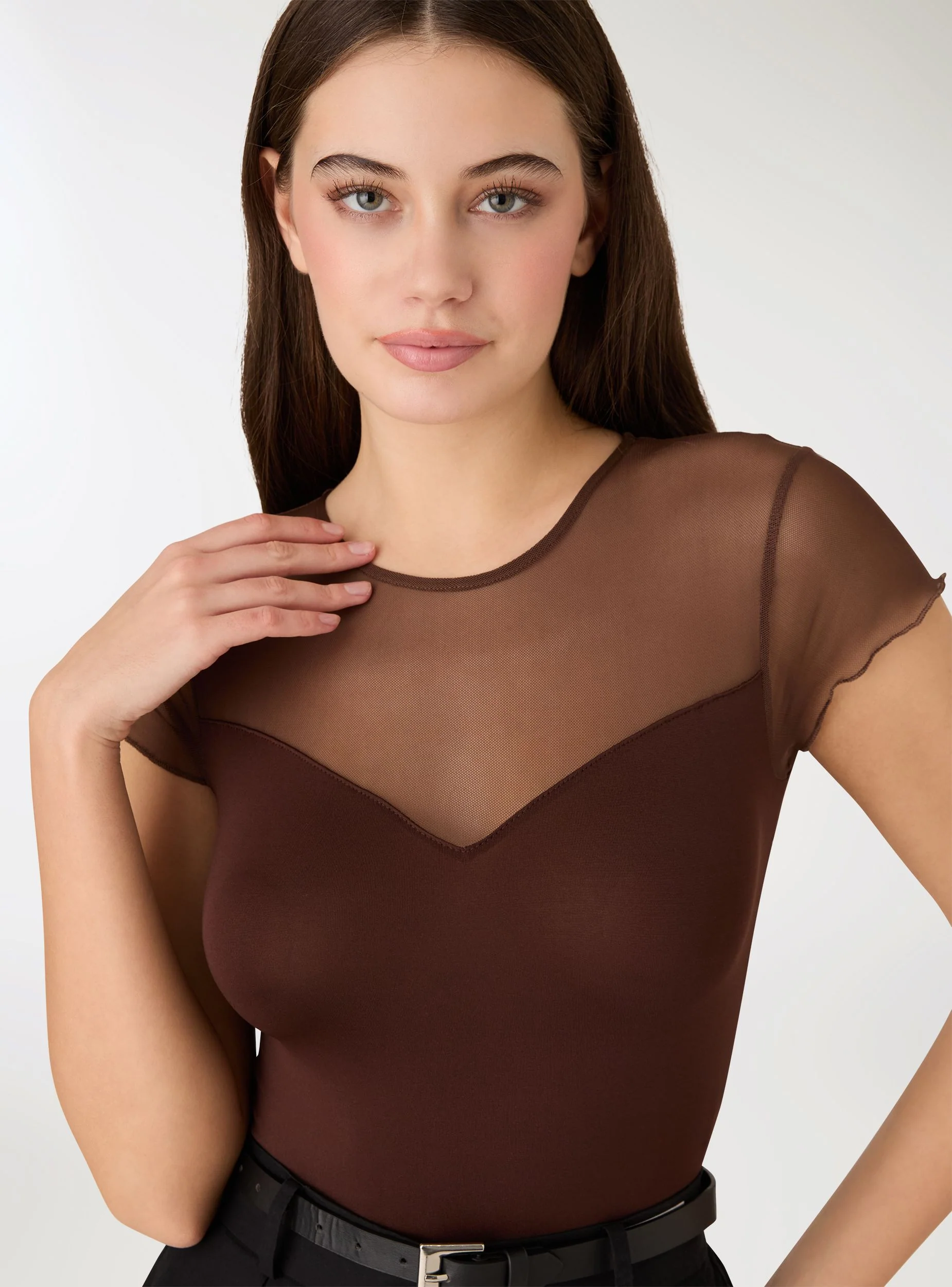 Body con inserto in tulle - Image 2