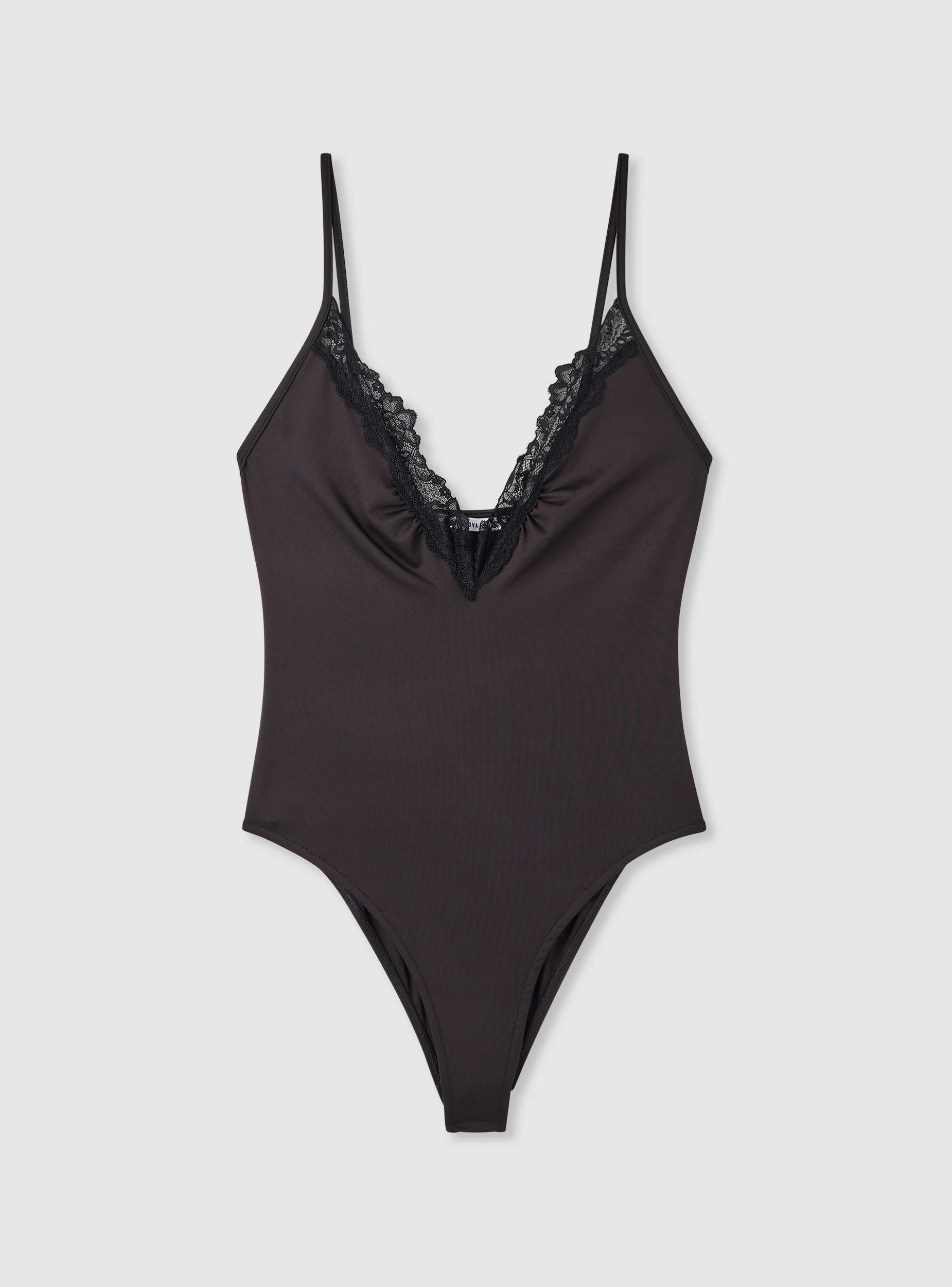 Body con scollo a V e profili in pizzo