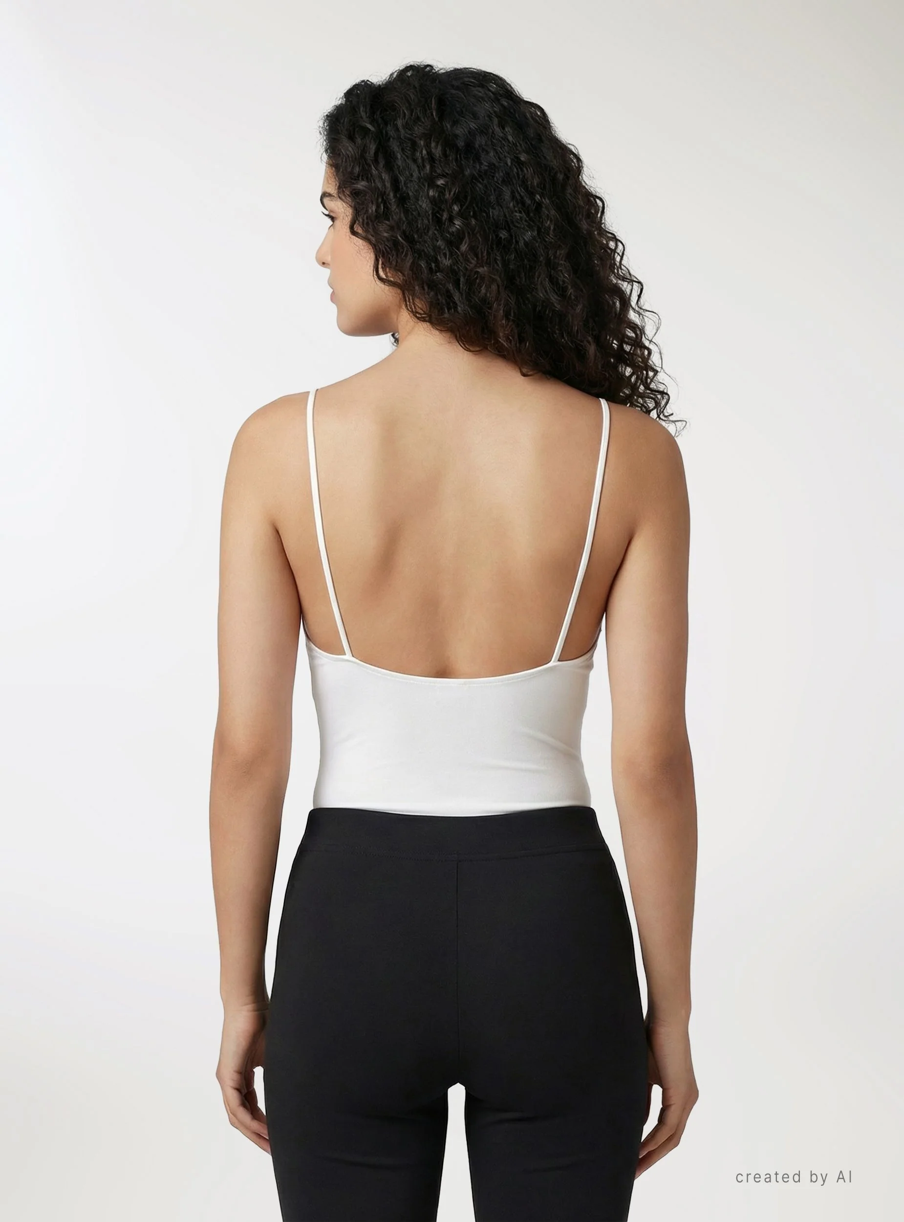 Body con spalline sottili a tinta unita - Image 4