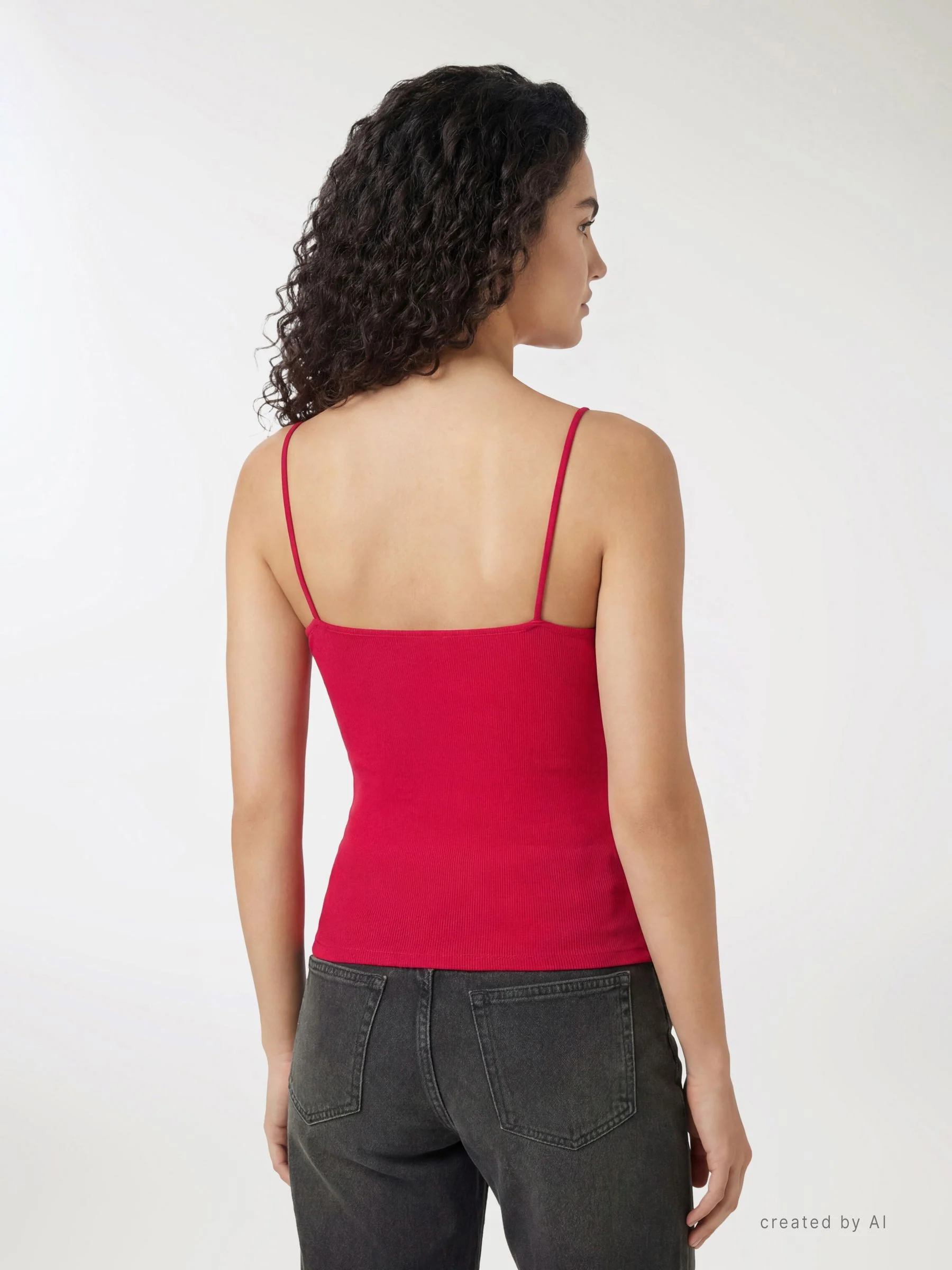 Body con spalline sottili a tinta unita - Image 3