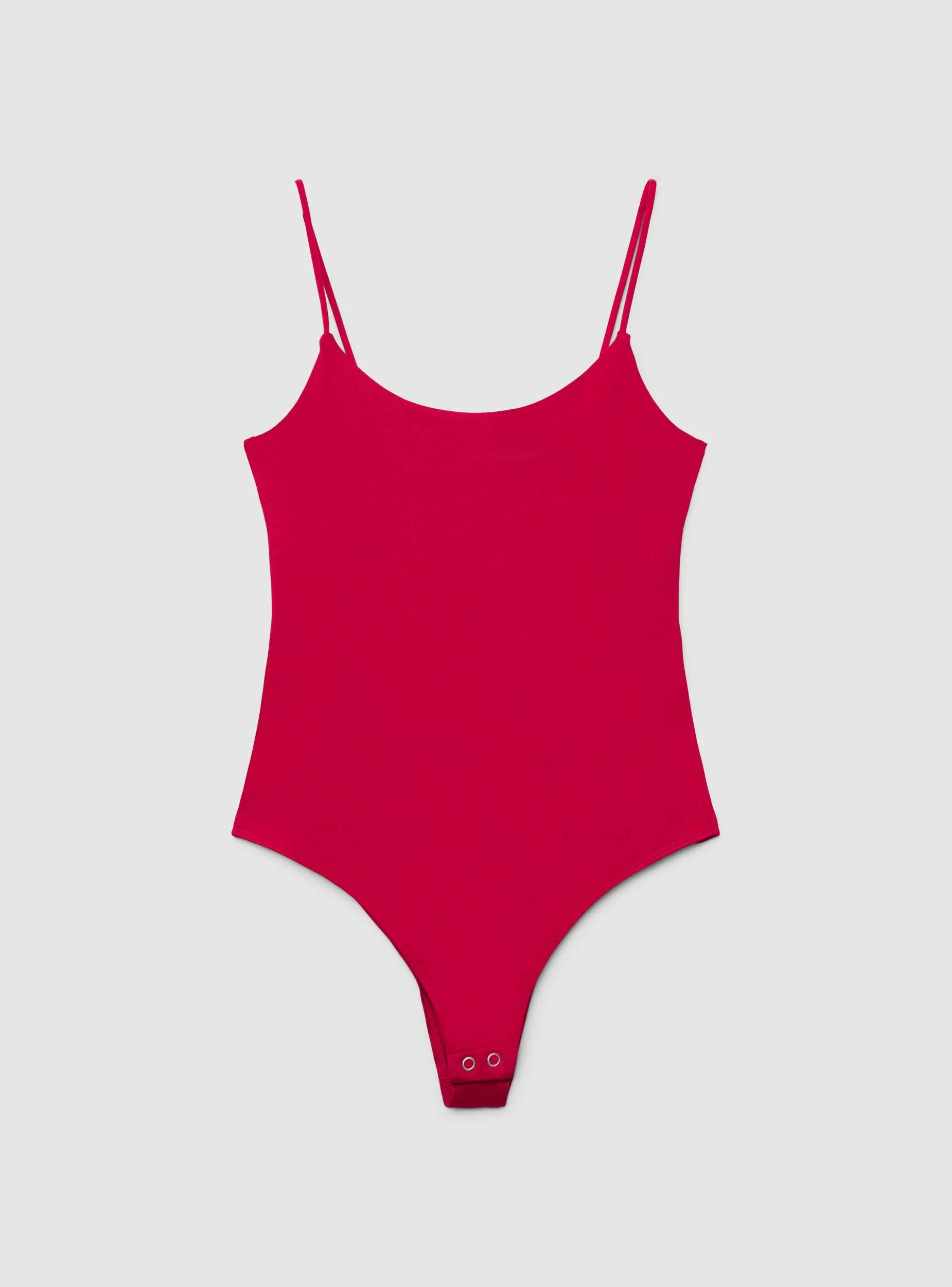 Body con spalline sottili a tinta unita - Image 5