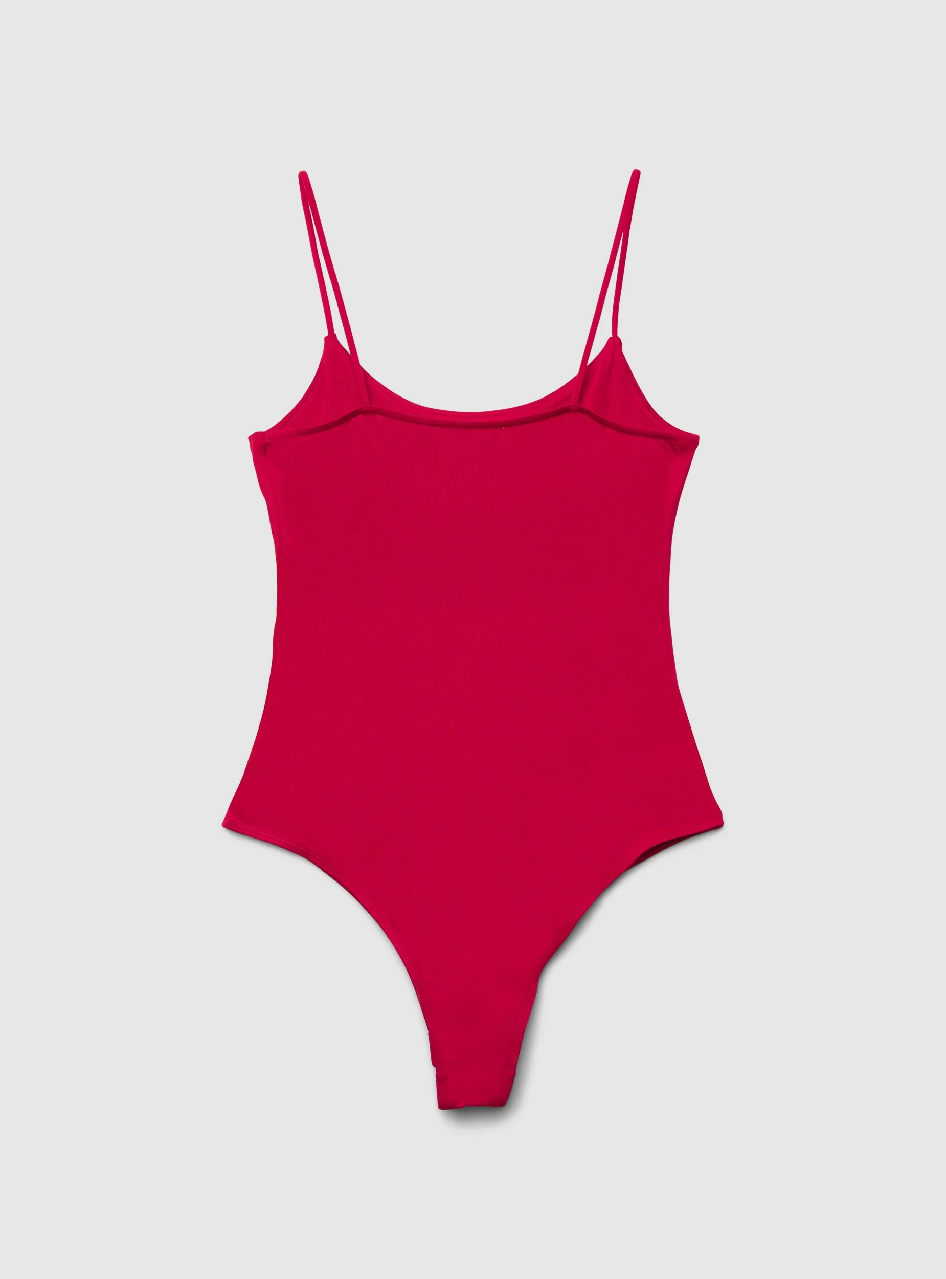 Body con spalline sottili a tinta unita - Image 7