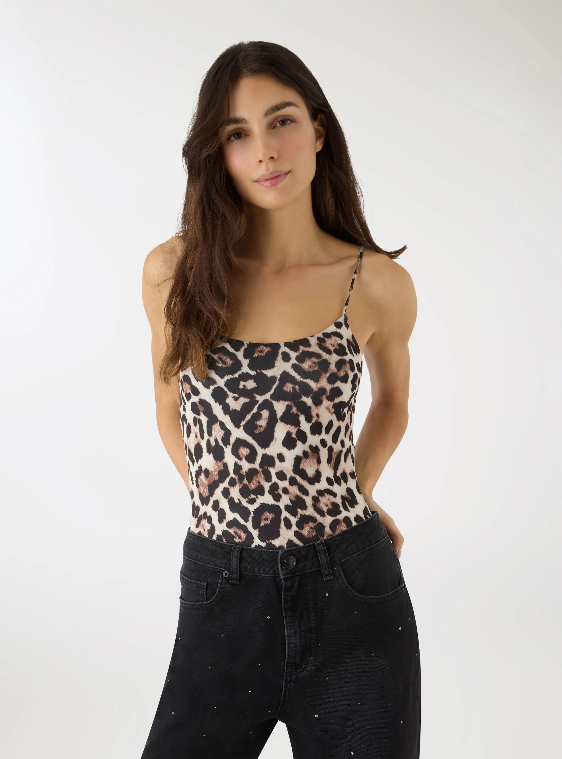 Body con spalline sottili animalier - Image 2