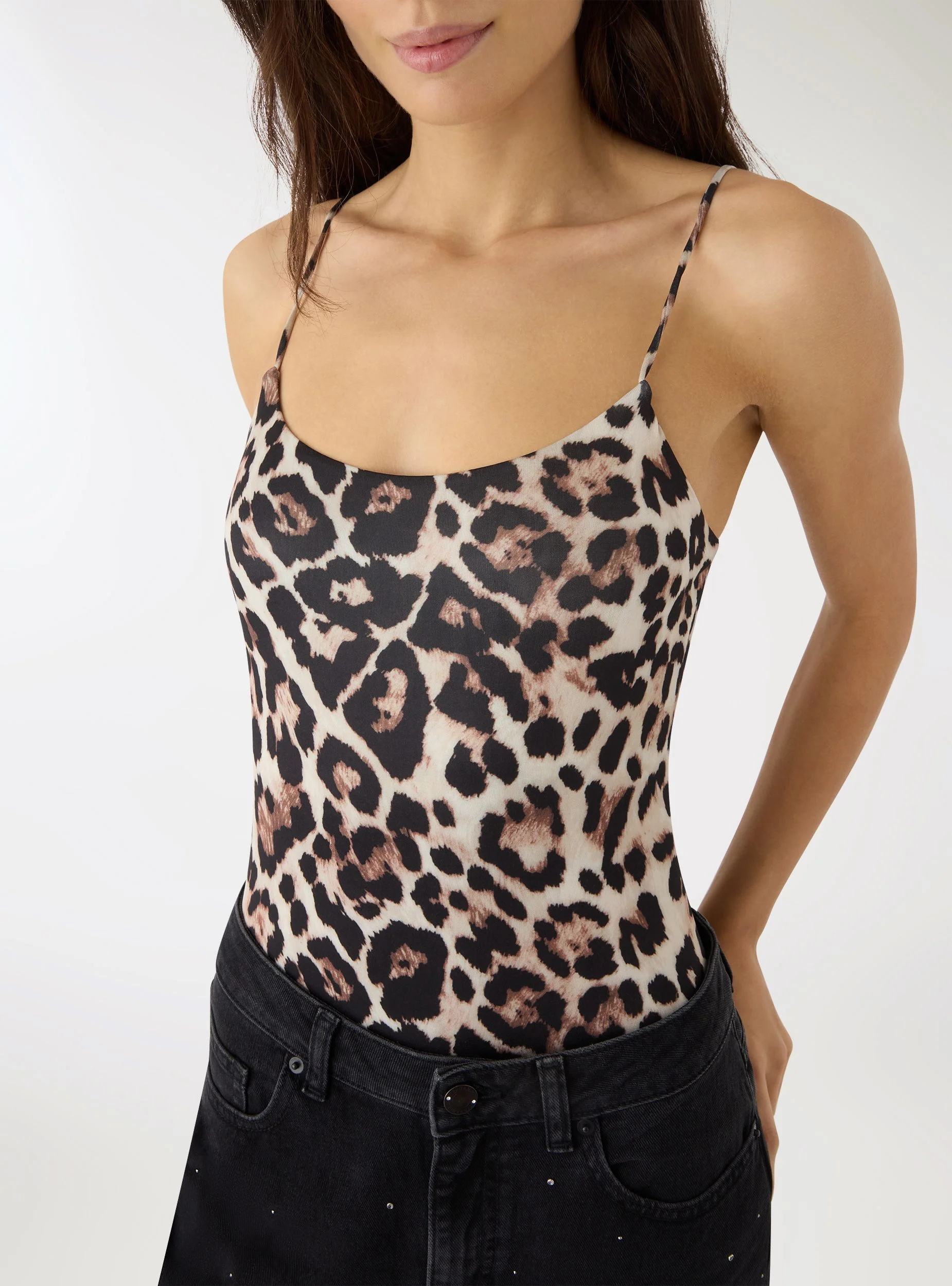 Body con spalline sottili animalier - Image 4