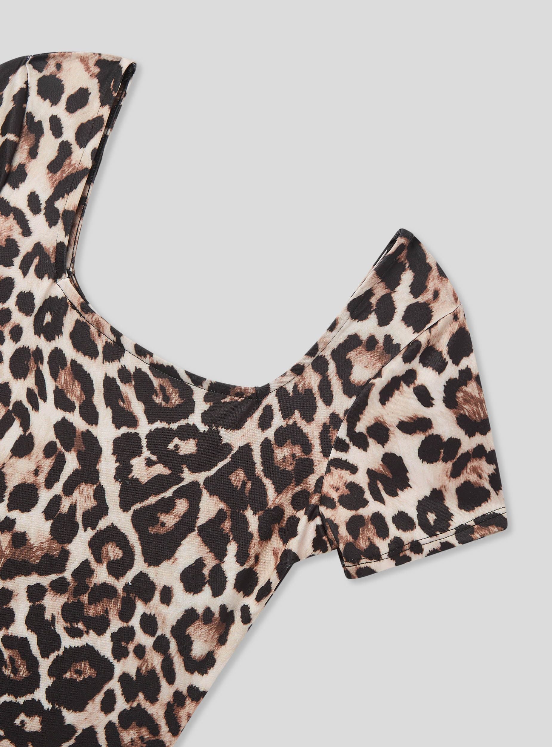 Body elasticizzato animalier con scollo quadrato - Image 5