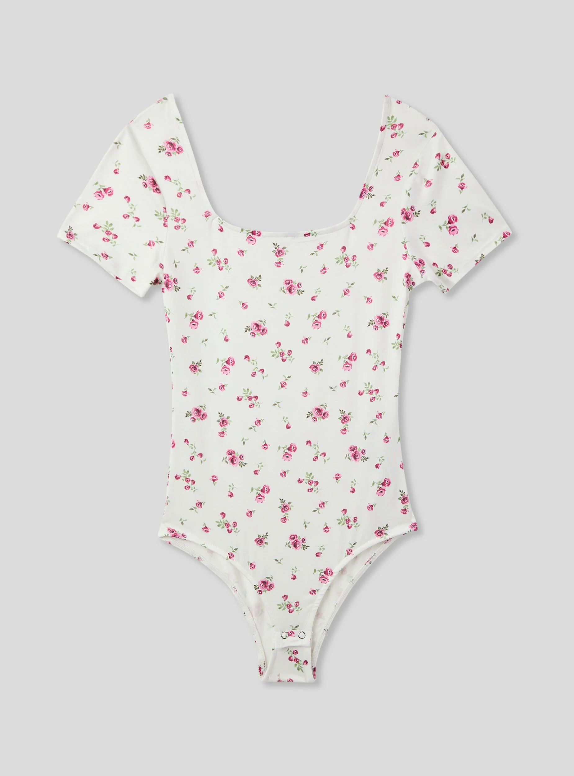 Body elasticizzato floreale con scollo quadrato - Image 5