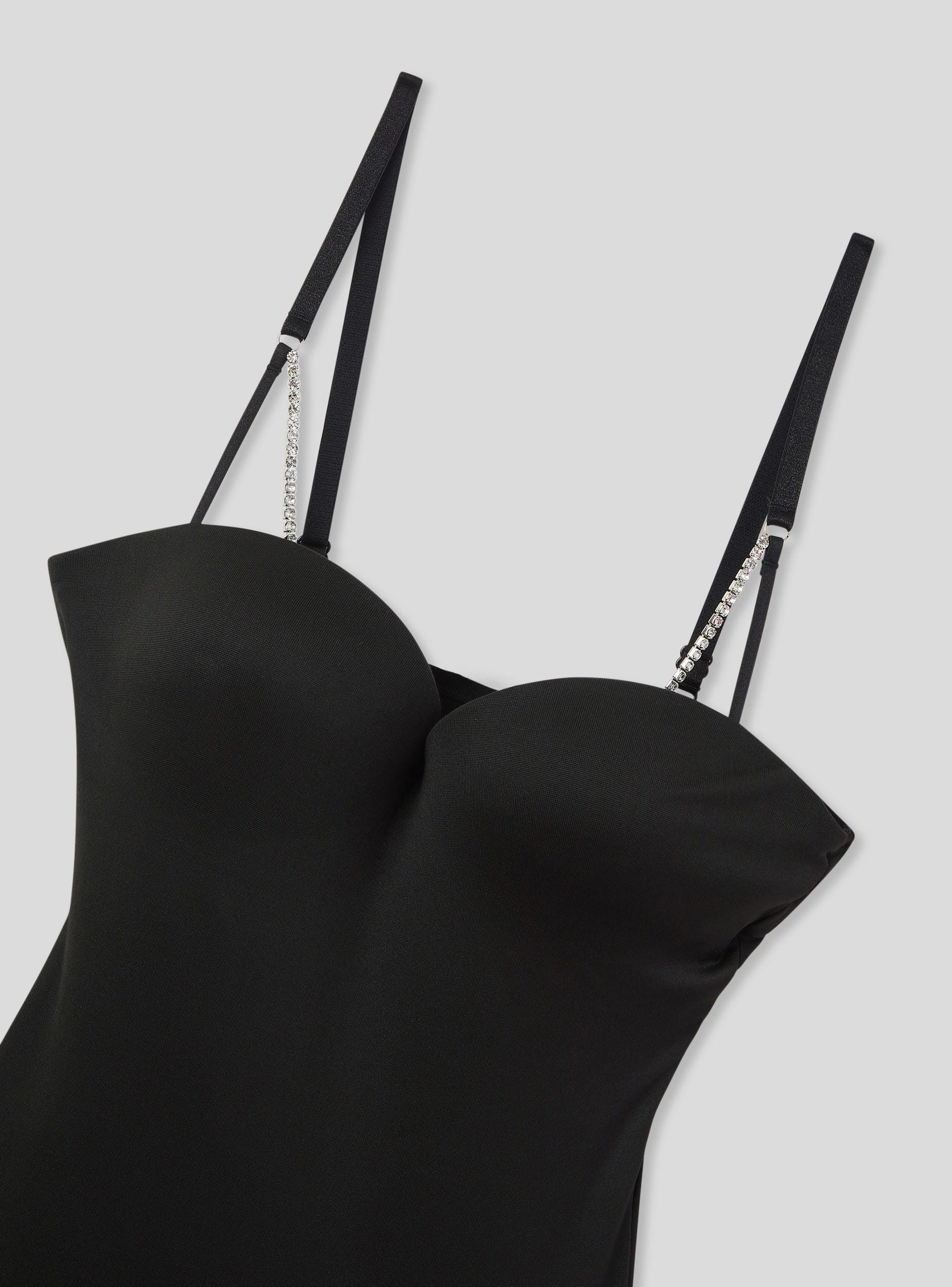 Body in microfibra con laccetti strass - Image 5