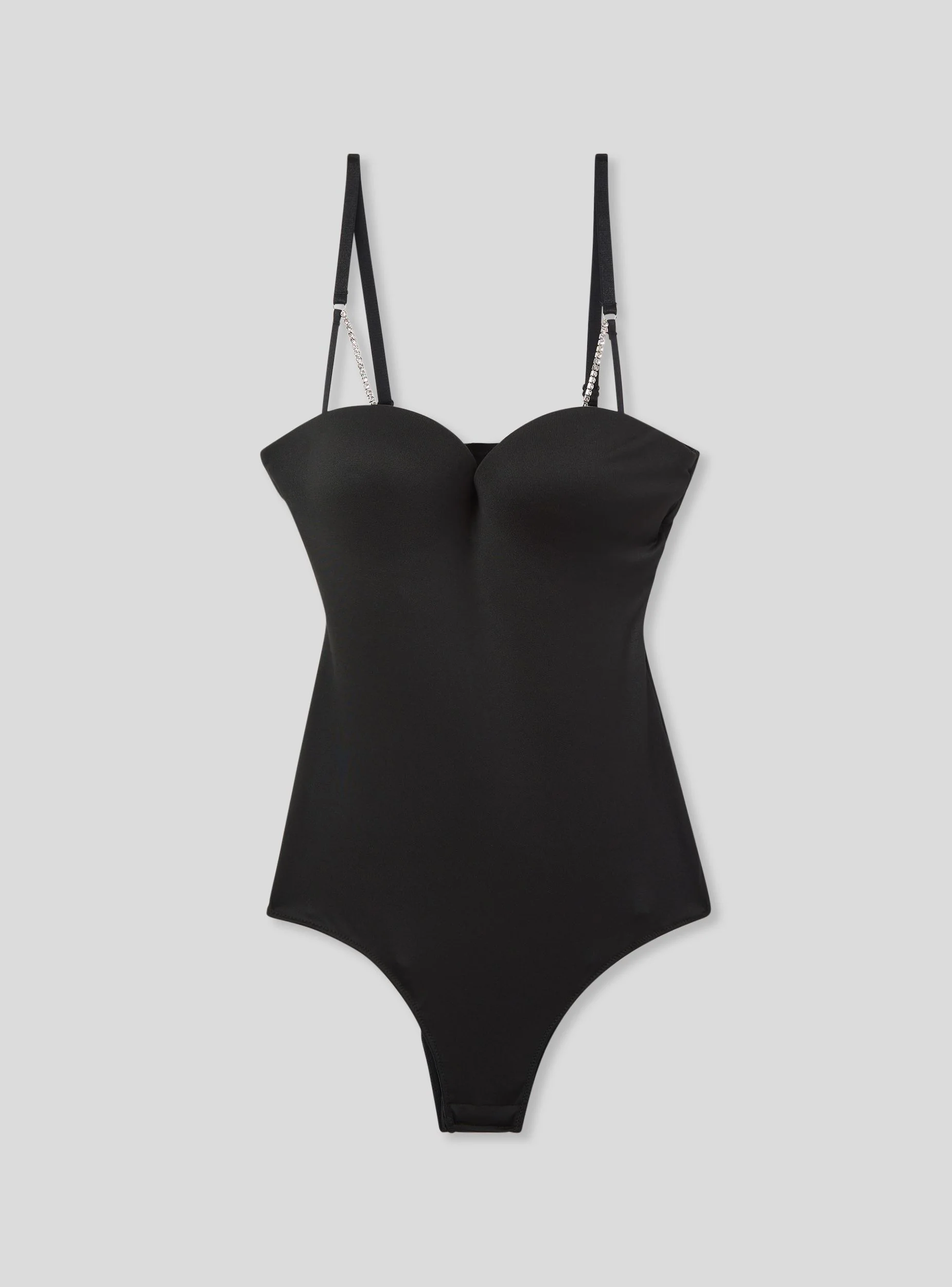 Body in microfibra con laccetti strass - Image 7