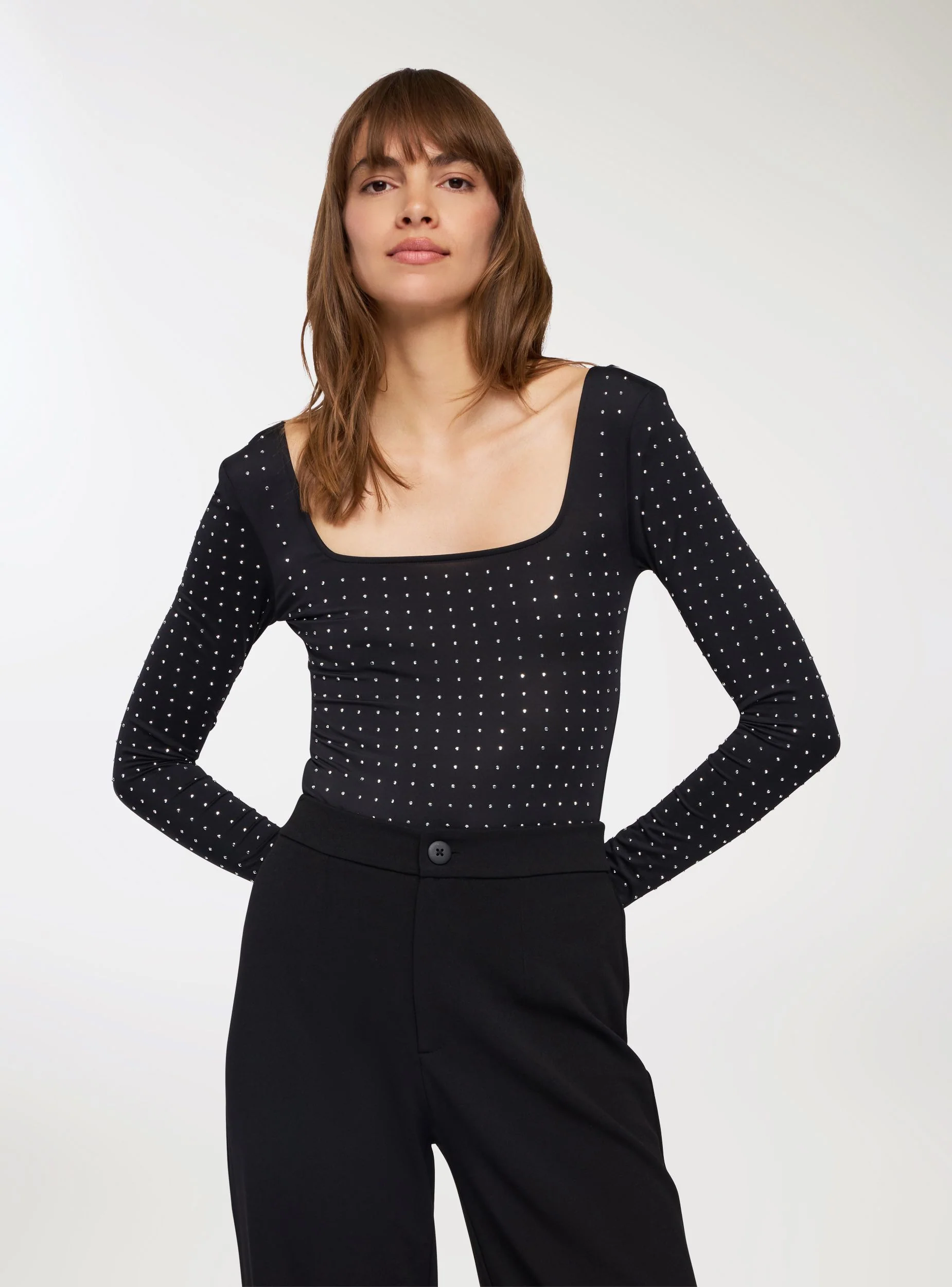 Body scollo quadrato con strass - Image 4