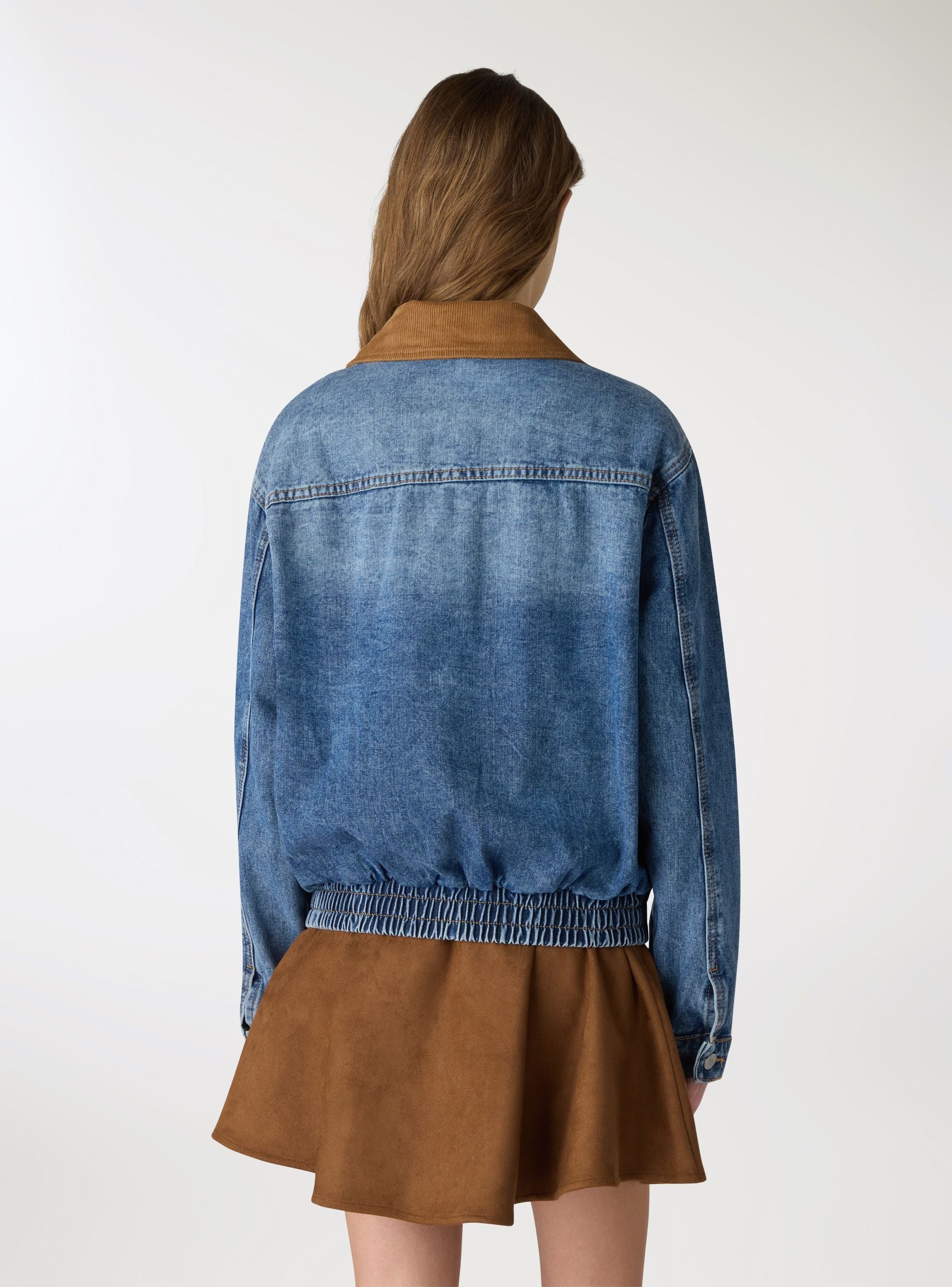 Bomber con collo a contrasto e zip - Image 3