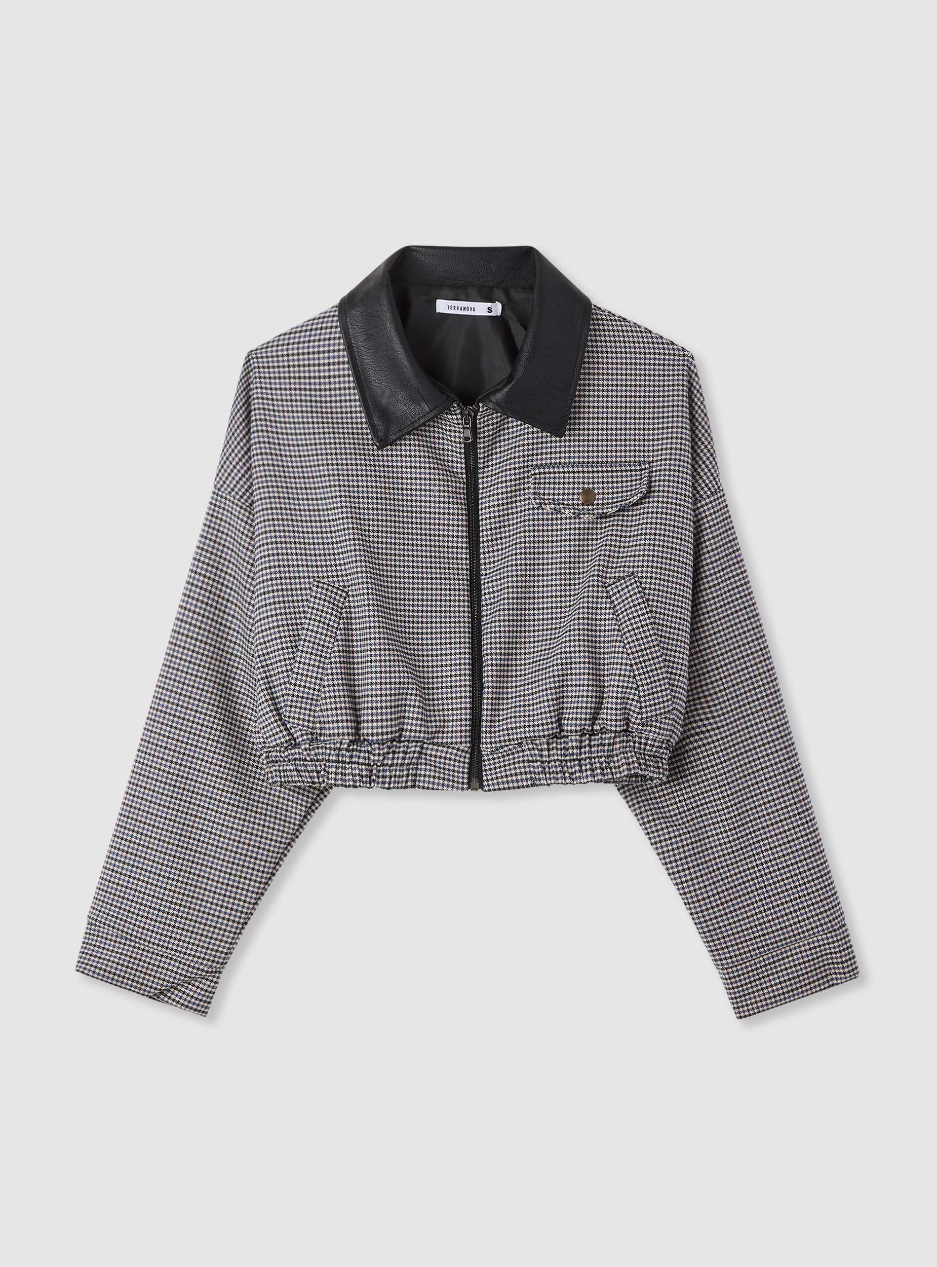 Bomber crop con fantasia a quadretti - Image 5