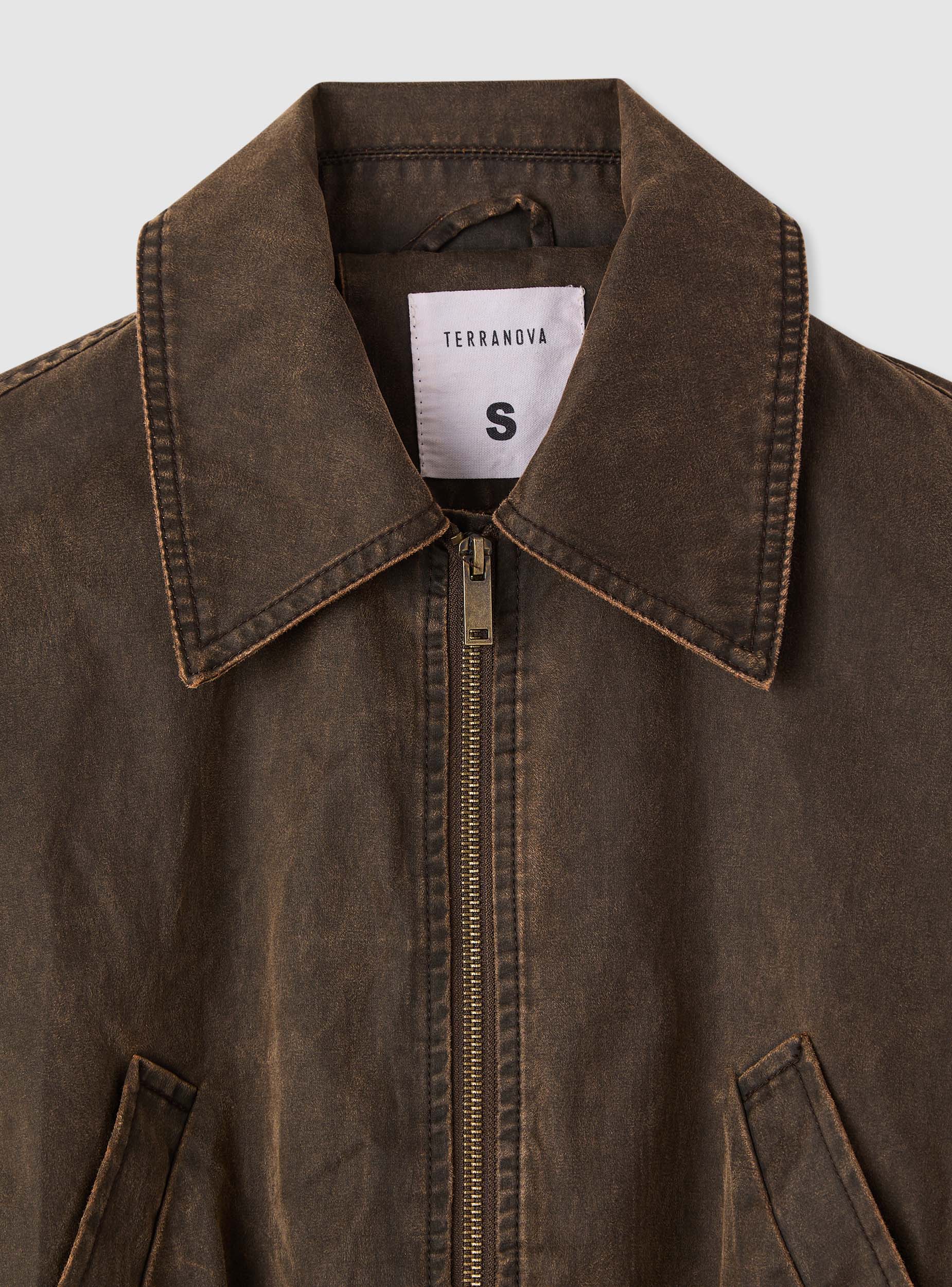 Bomber crop in denim lavato a tinta unita - Image 6