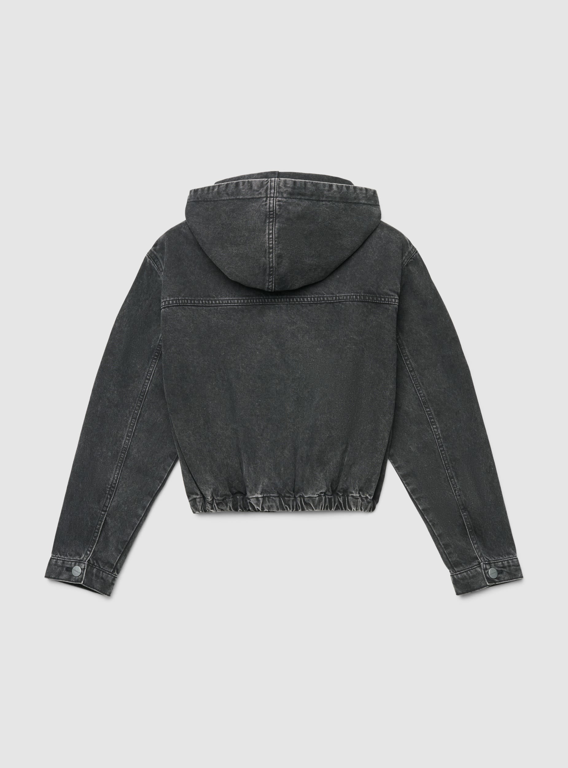 Bomber in denim con cappuccio