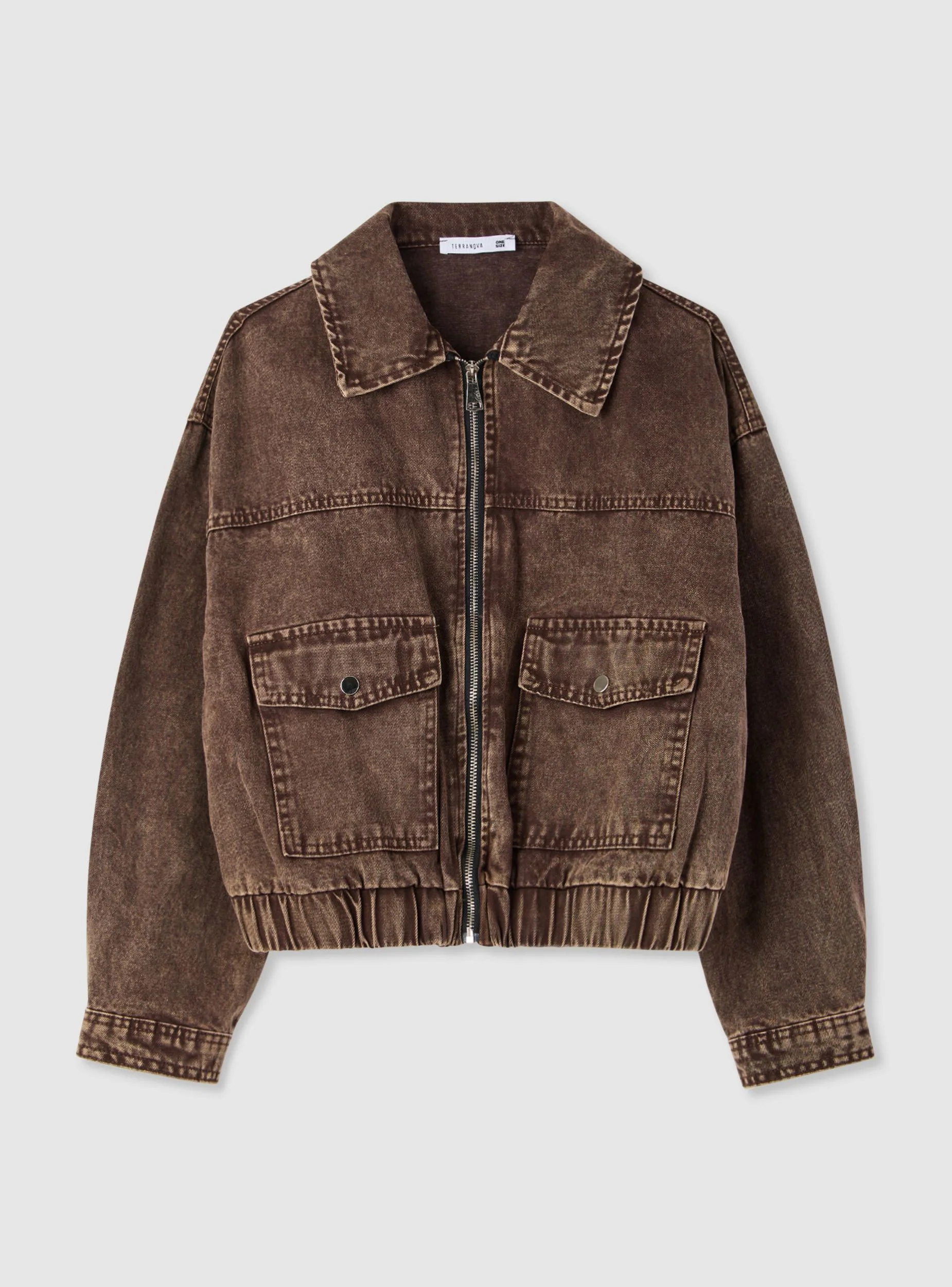 Bomber in denim con zip e tasche - Image 5