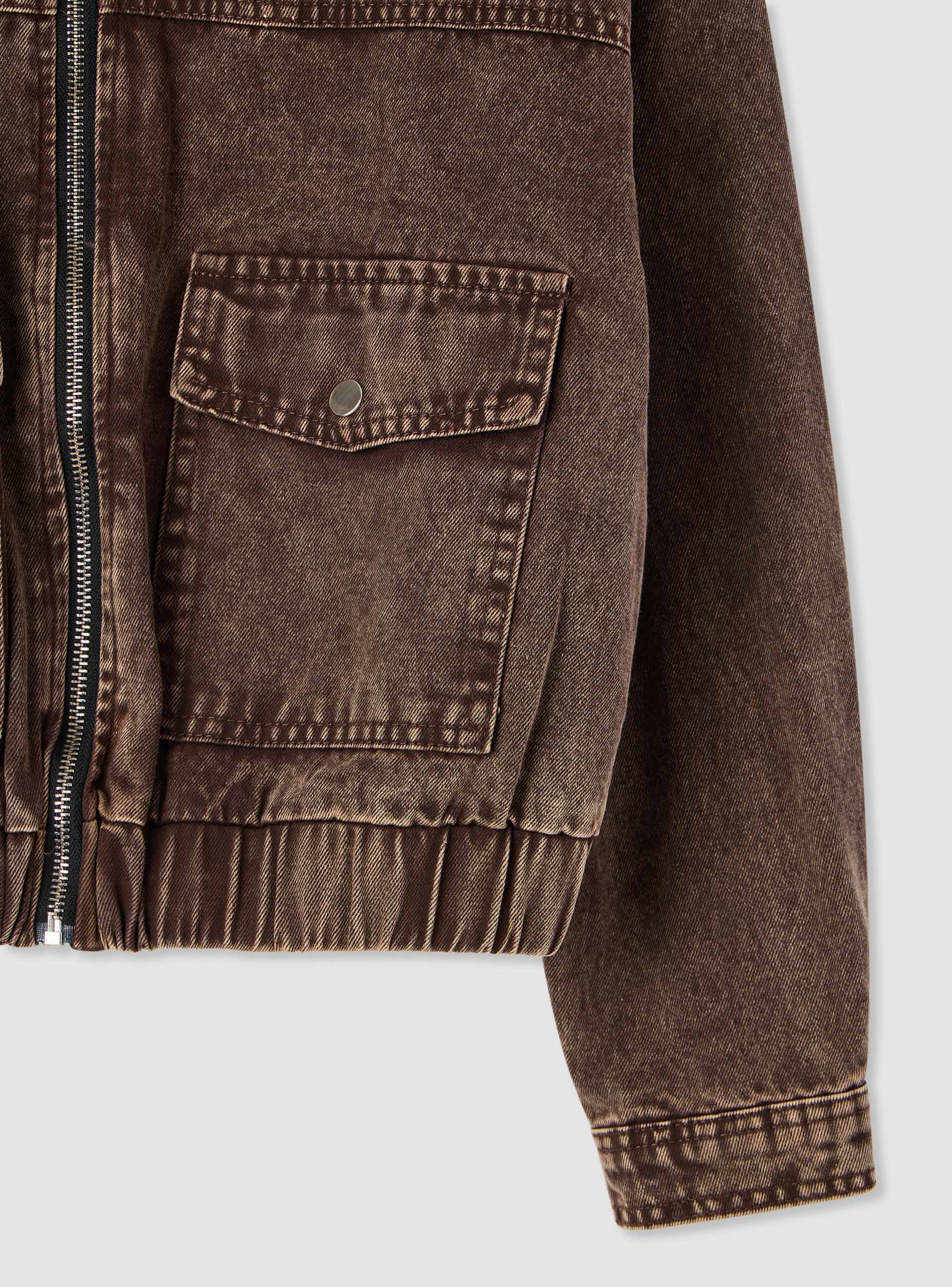 Bomber in denim con zip e tasche - Image 6