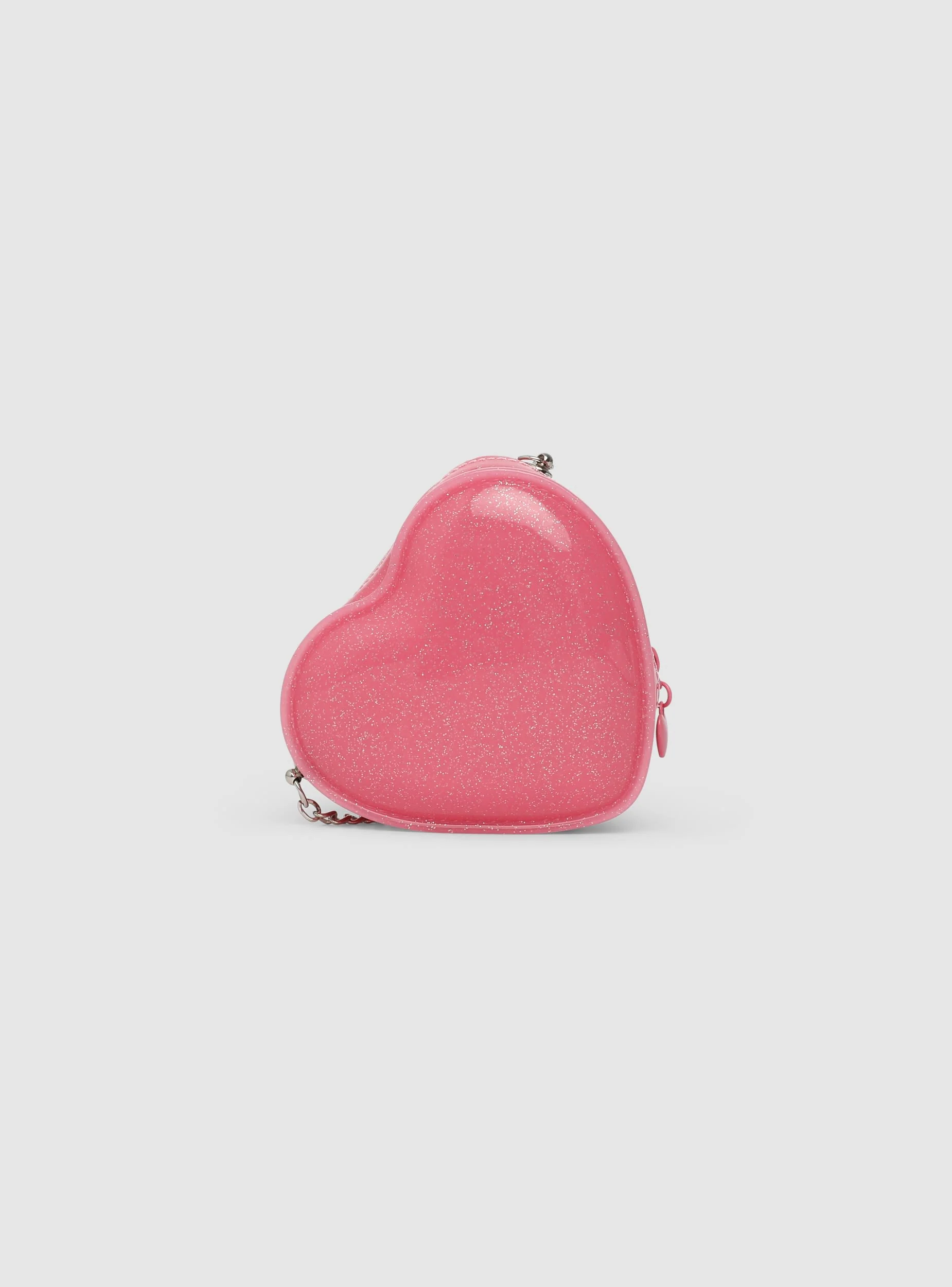 Borsa a cuore con catena effetto luccicante