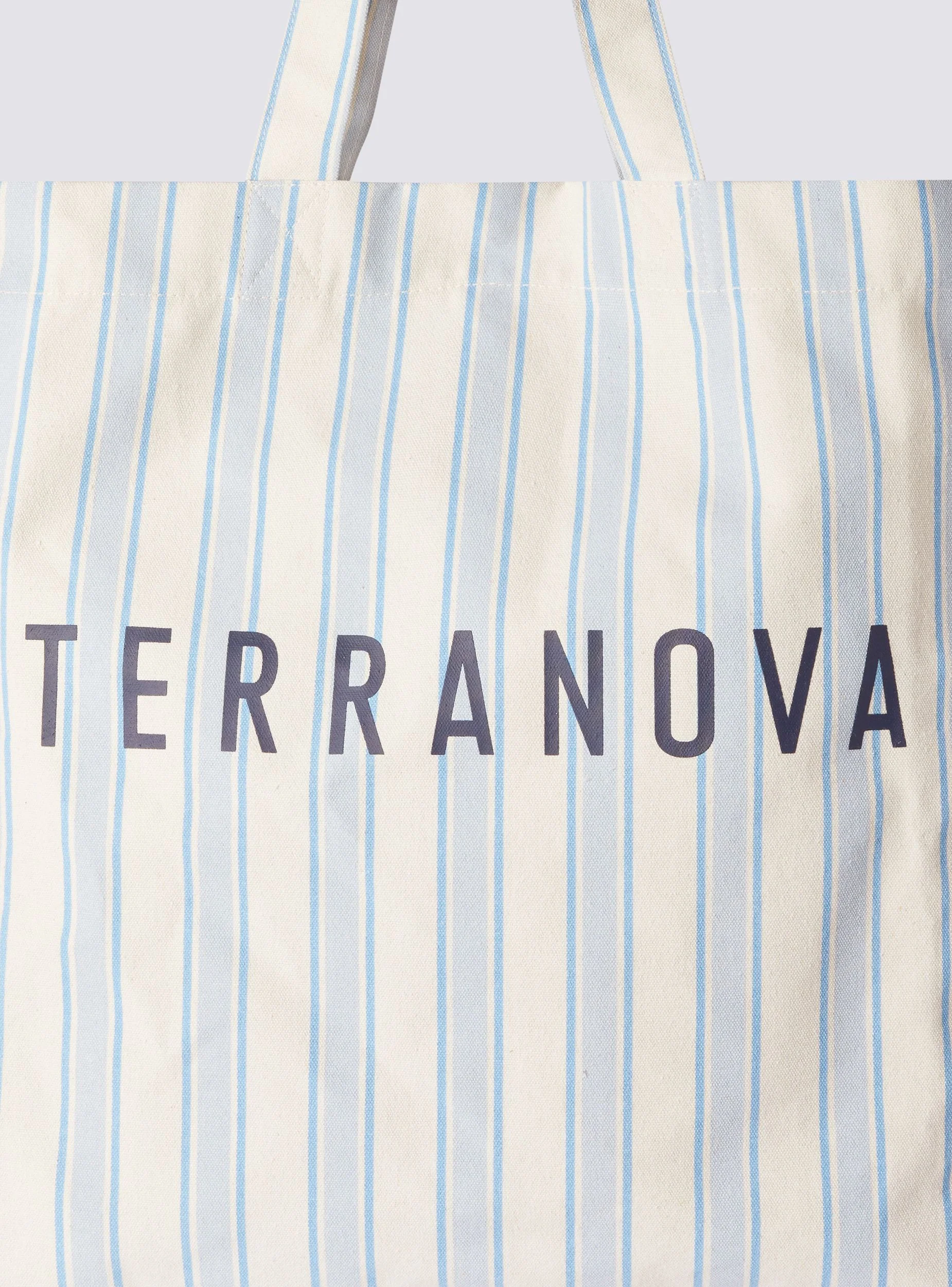 Borsa shopper grande a righe con logo - Image 4