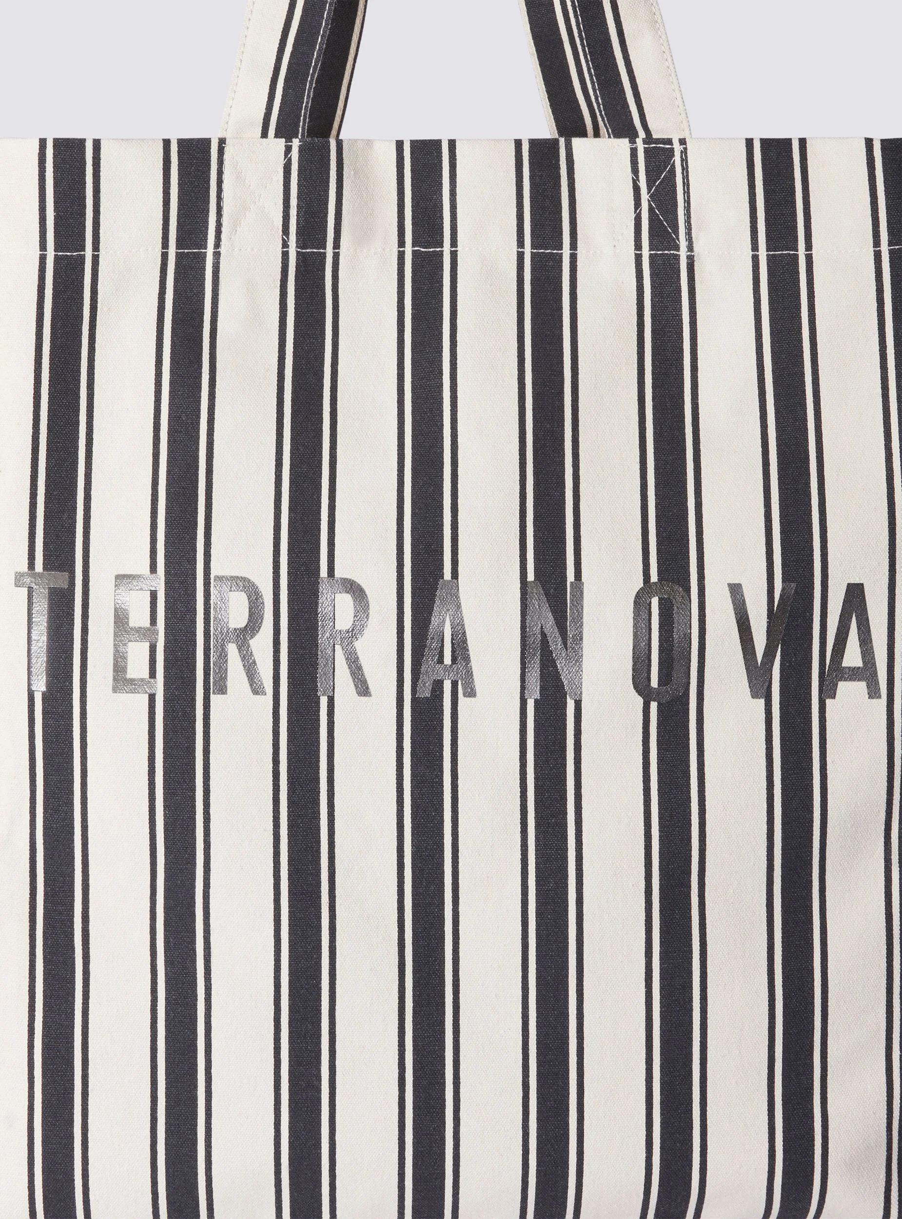 Borsa shopper grande a righe con logo - Image 4