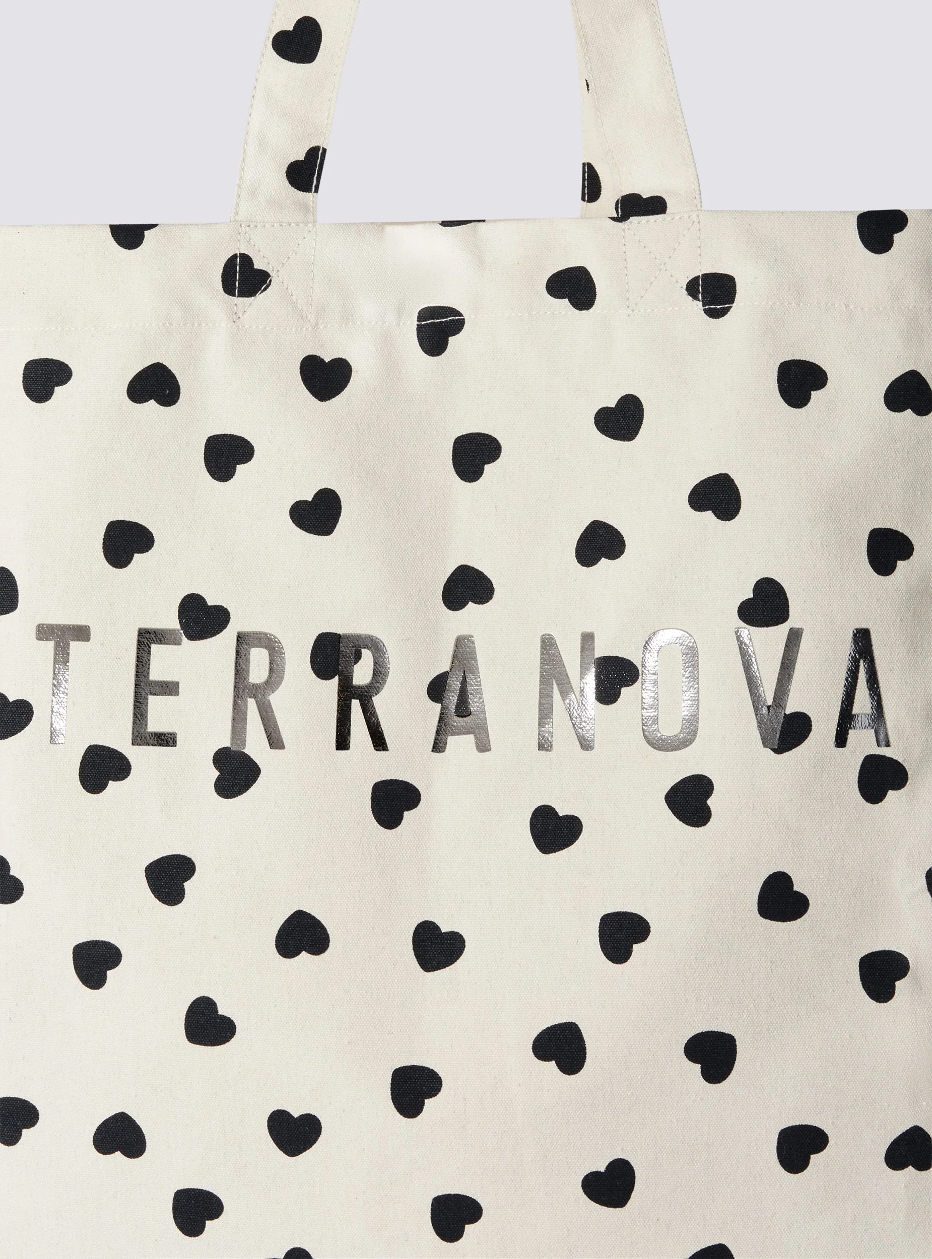 Borsa shopper grande con cuori e logo - Image 3