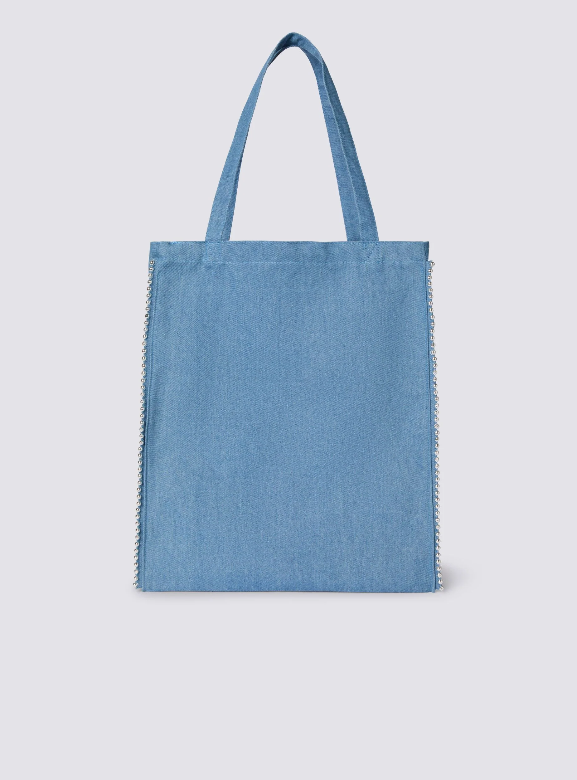 Borsa shopper in denim con borchie - Image 4