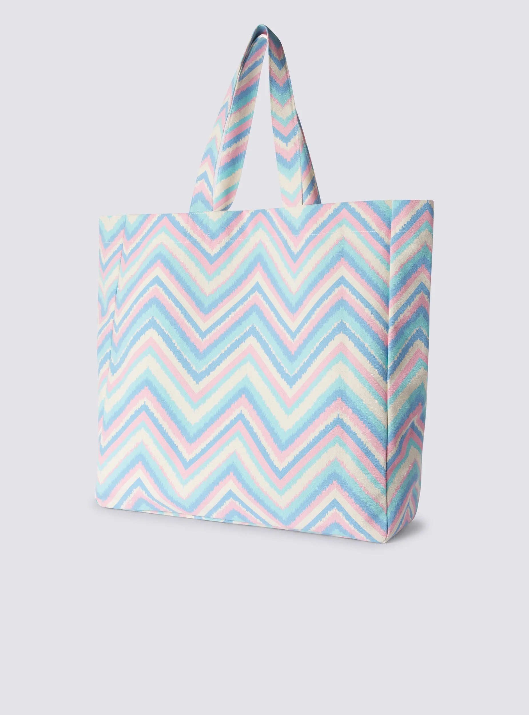 Borsa shopper in tela con logo e motivo chevron - Image 3