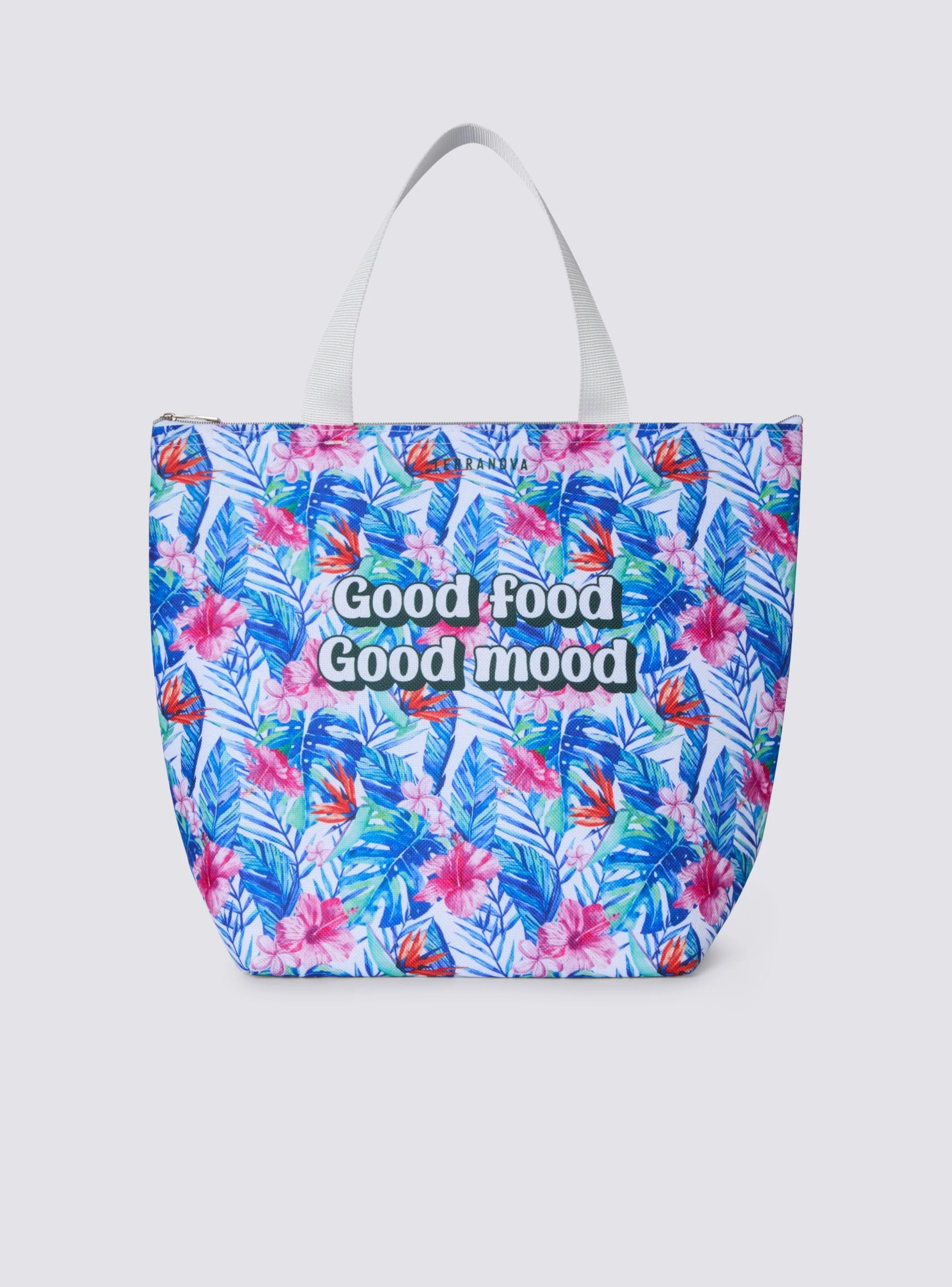 Borsa termica fantasia tropical con scritta - Image 3