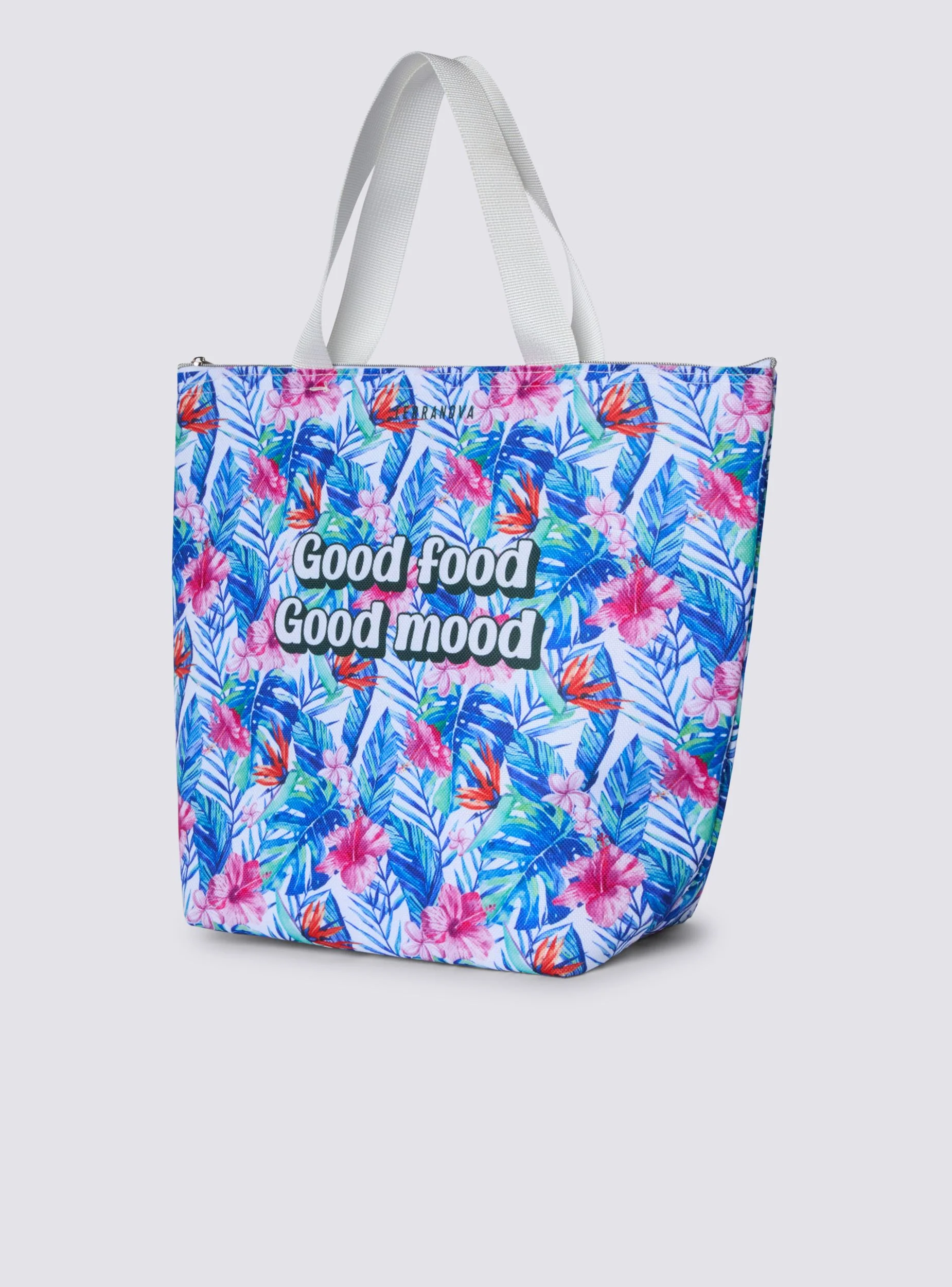 Borsa termica fantasia tropical con scritta - Image 4